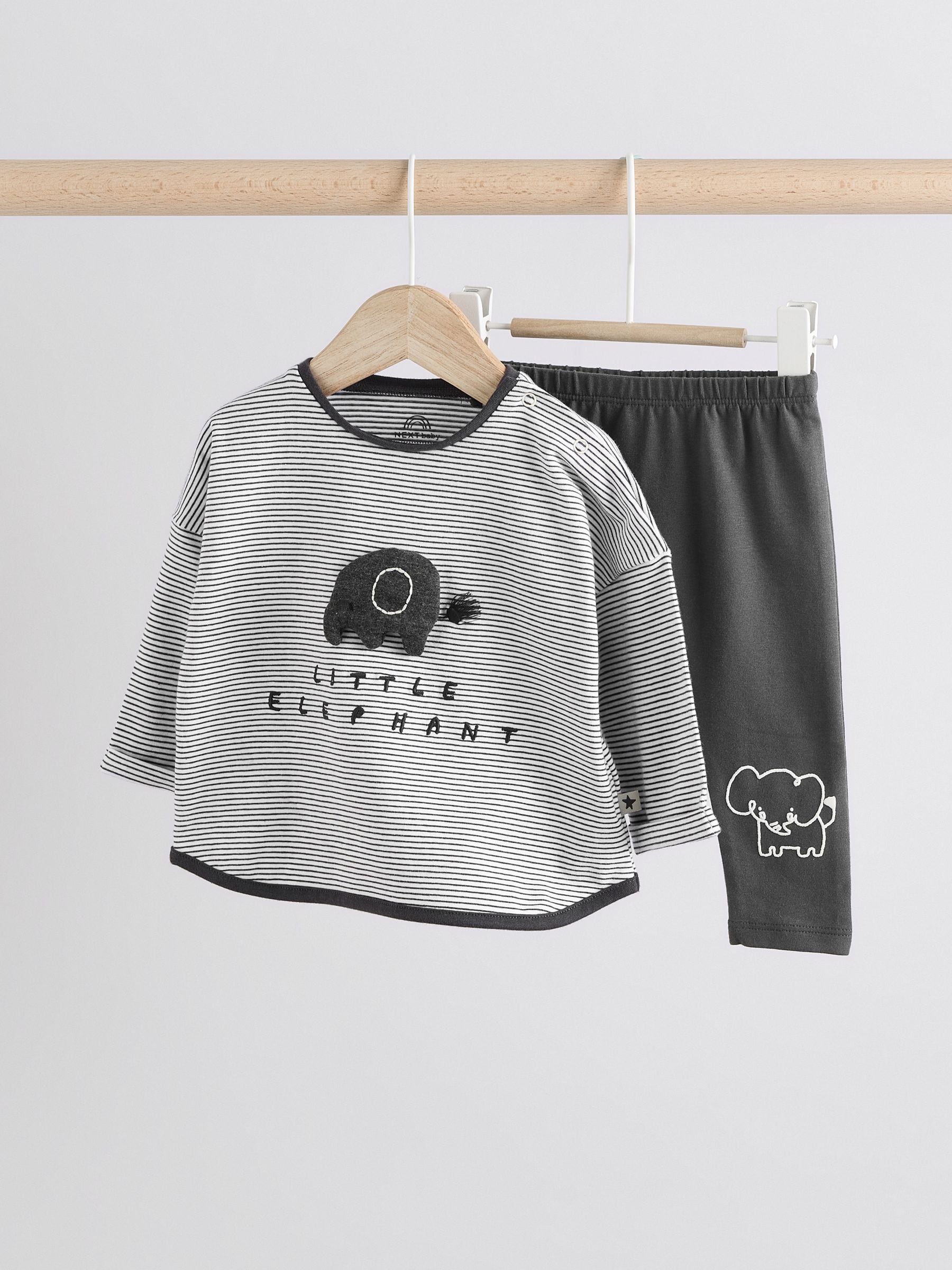 Dark Black/White Baby Top And Leggings Set