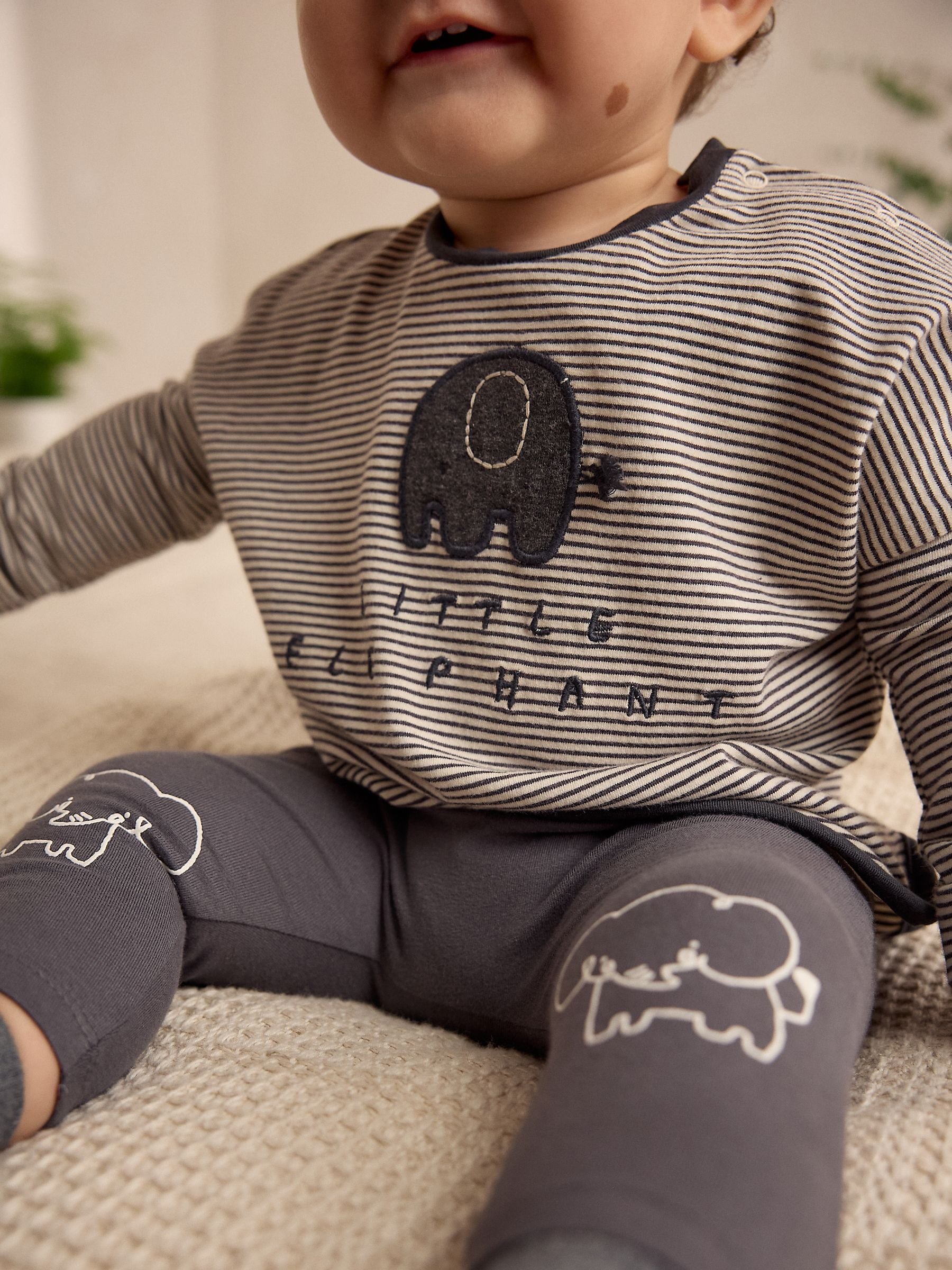 Dark Black/White Baby Top And Leggings Set