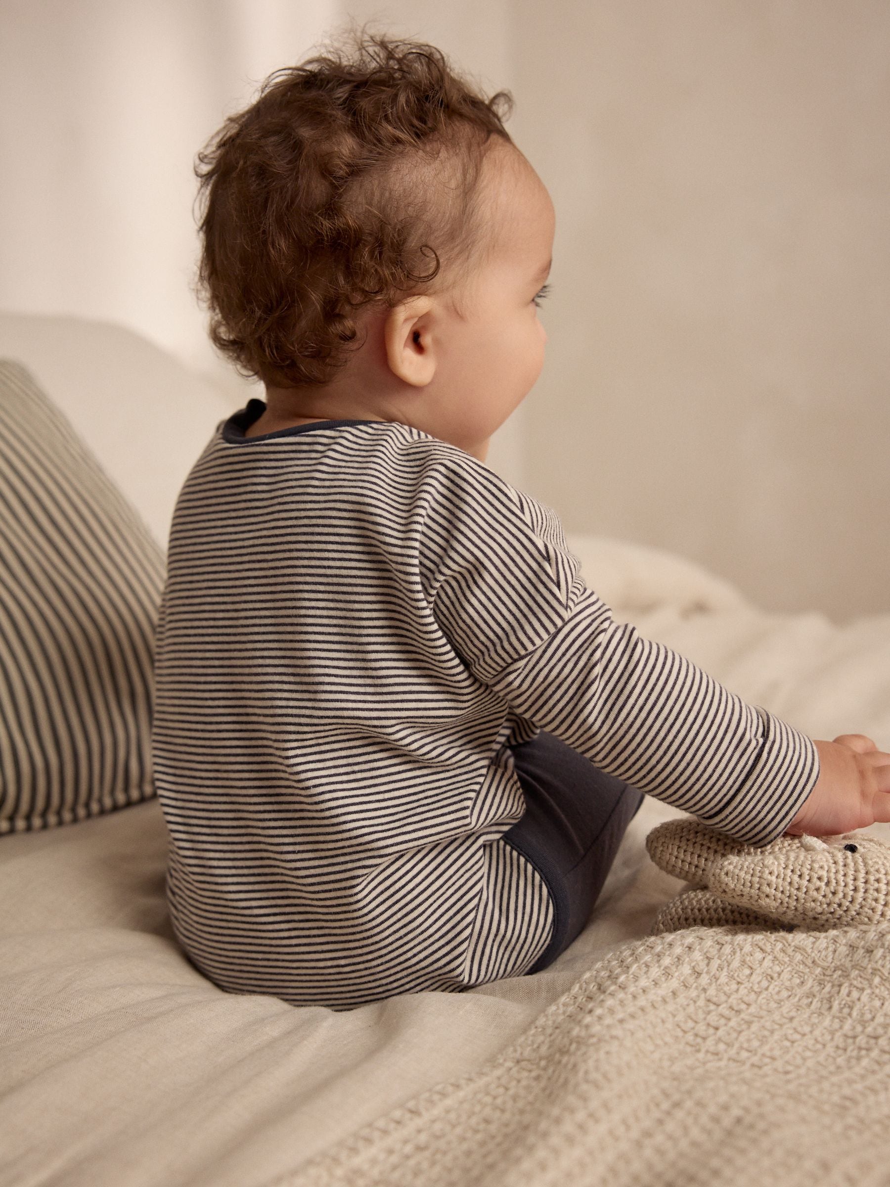 Dark Black/White Baby Top And Leggings Set