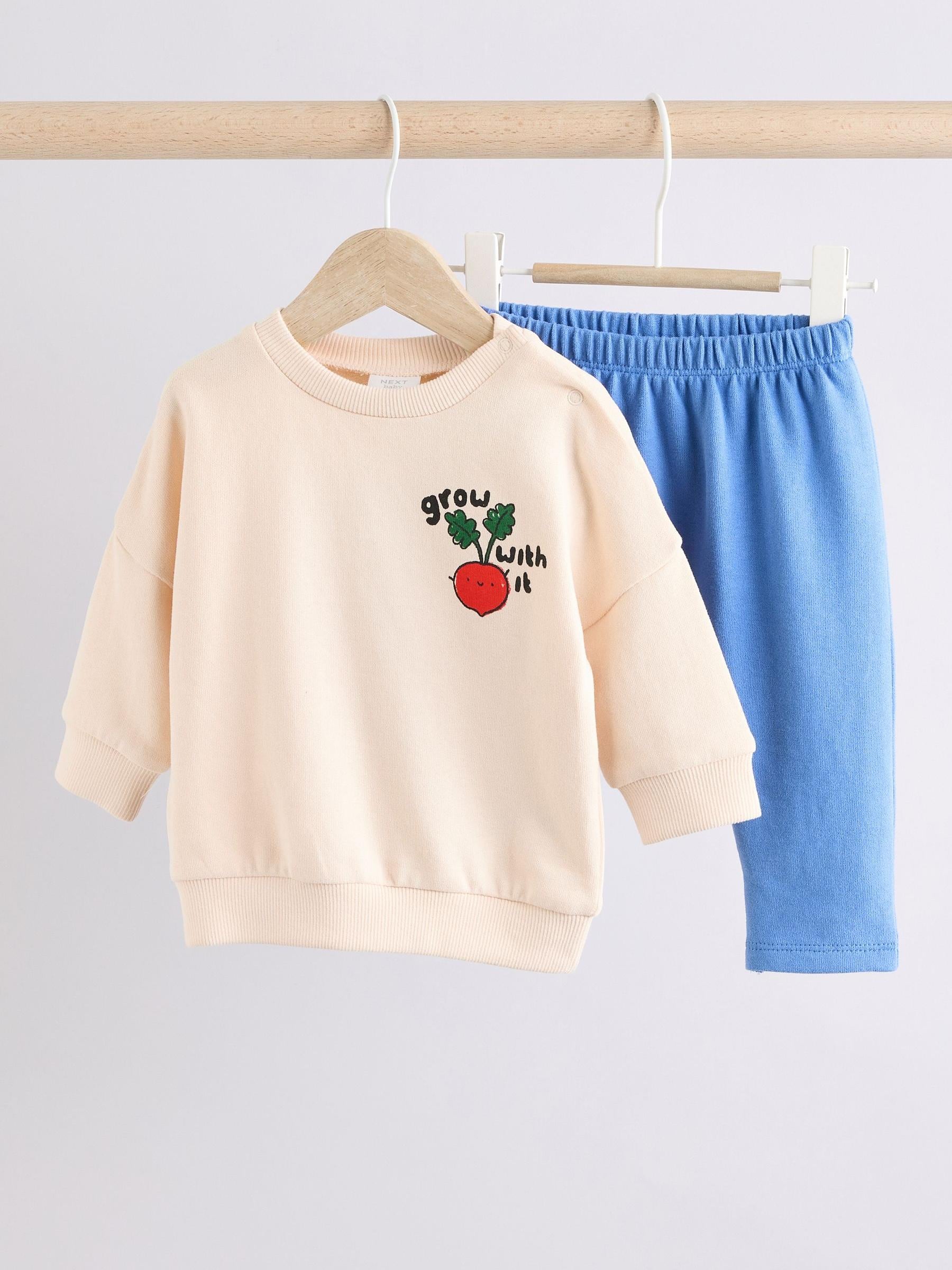 Bright Veg Baby 100% Cotton Sweatshirt and Joggers 2 Piece Set