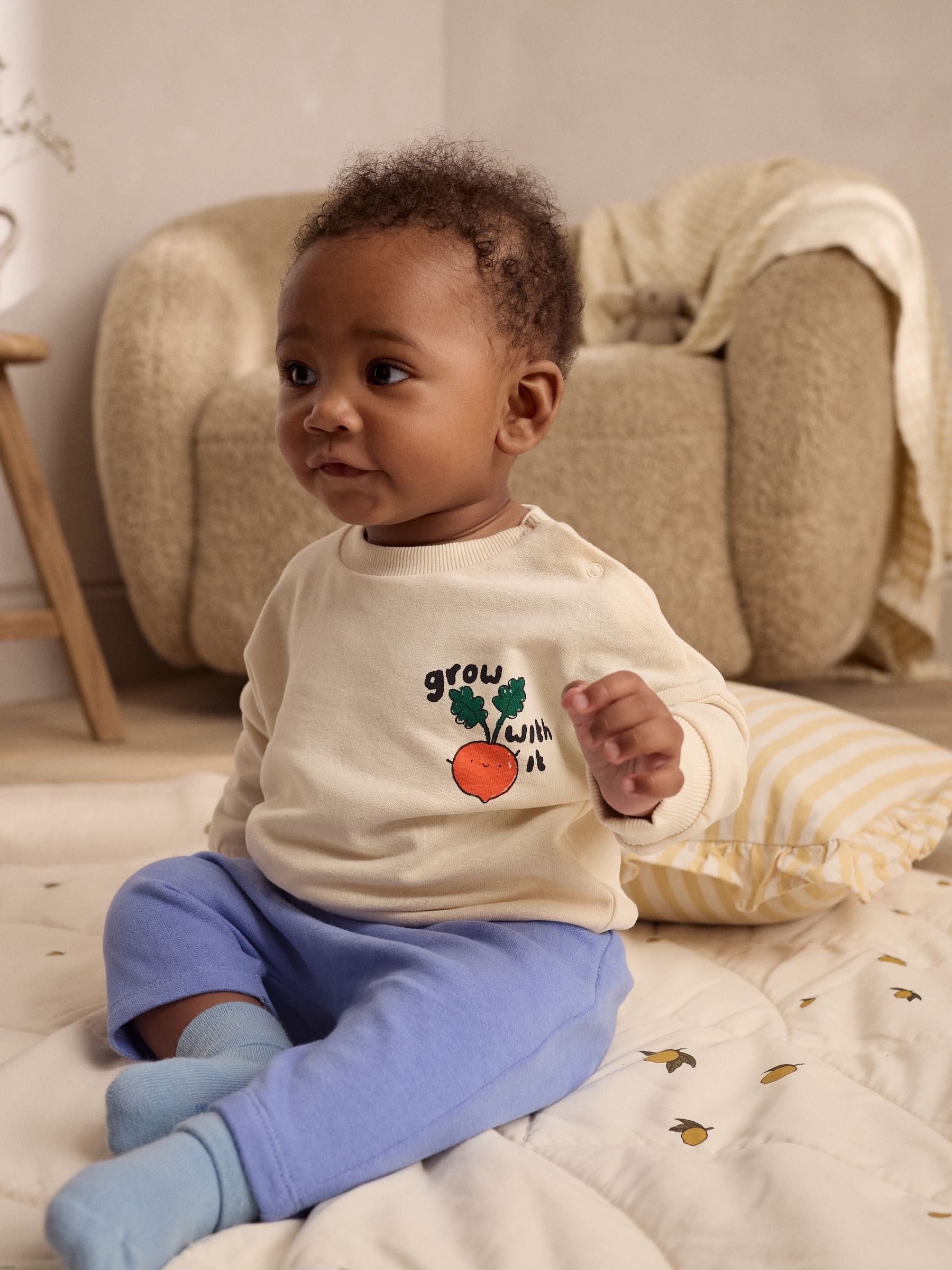 Bright Veg Baby 100% Cotton Sweatshirt and Joggers 2 Piece Set