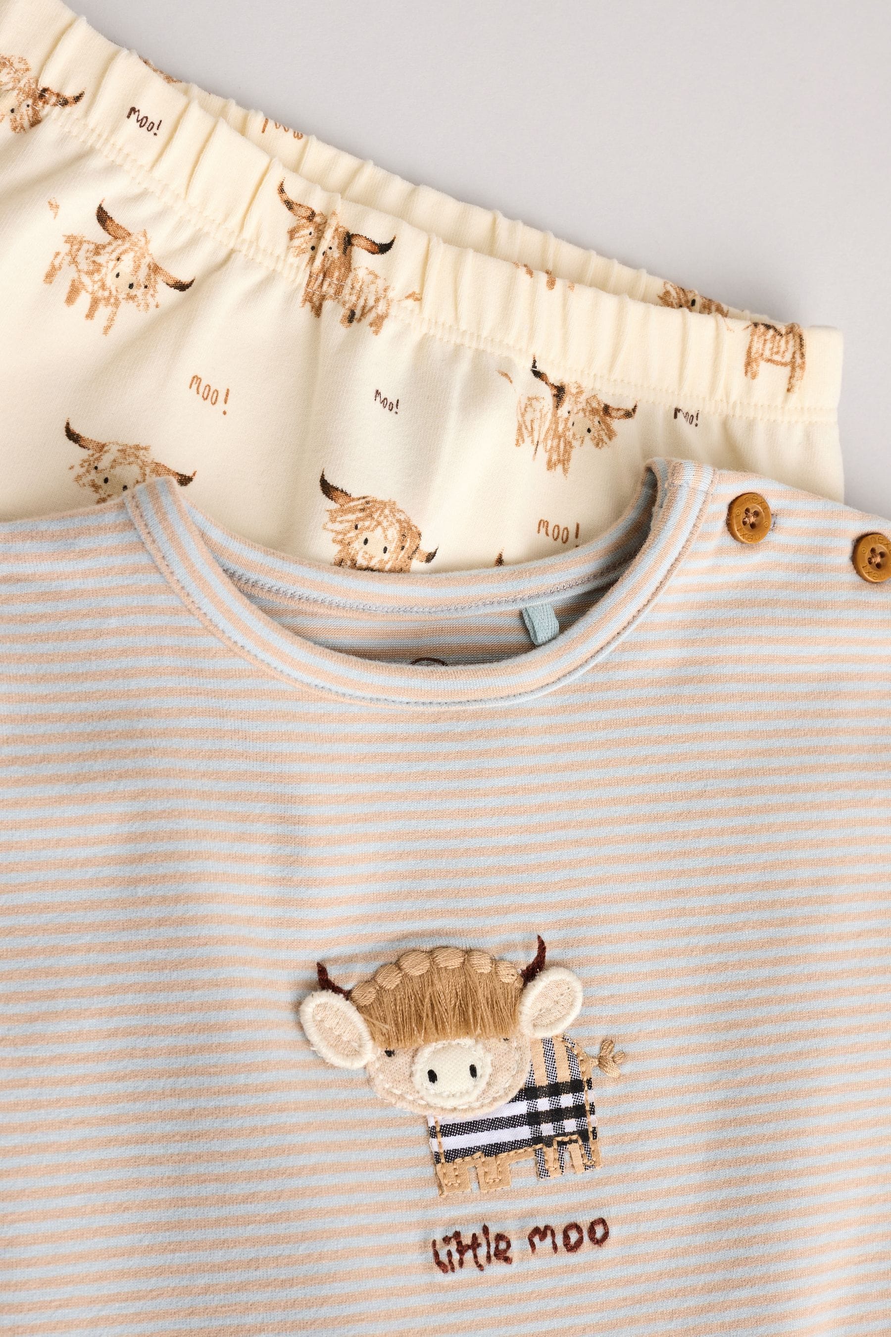 Blue/Neutral Hamish Baby 100% Cotton Top And Leggings Set