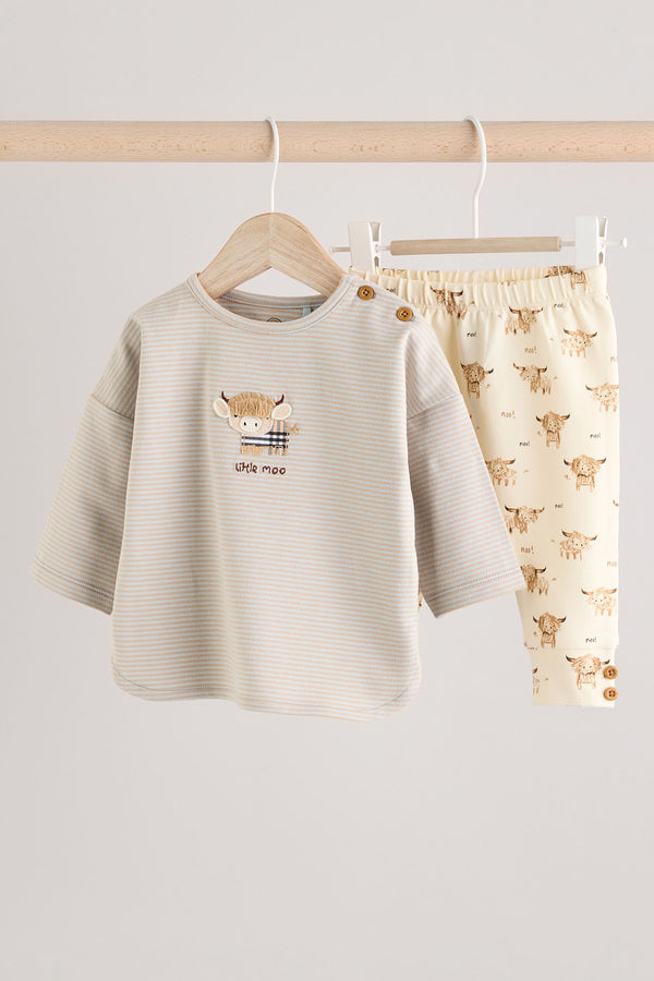 Blue/Neutral Hamish Baby Top And Leggings Set