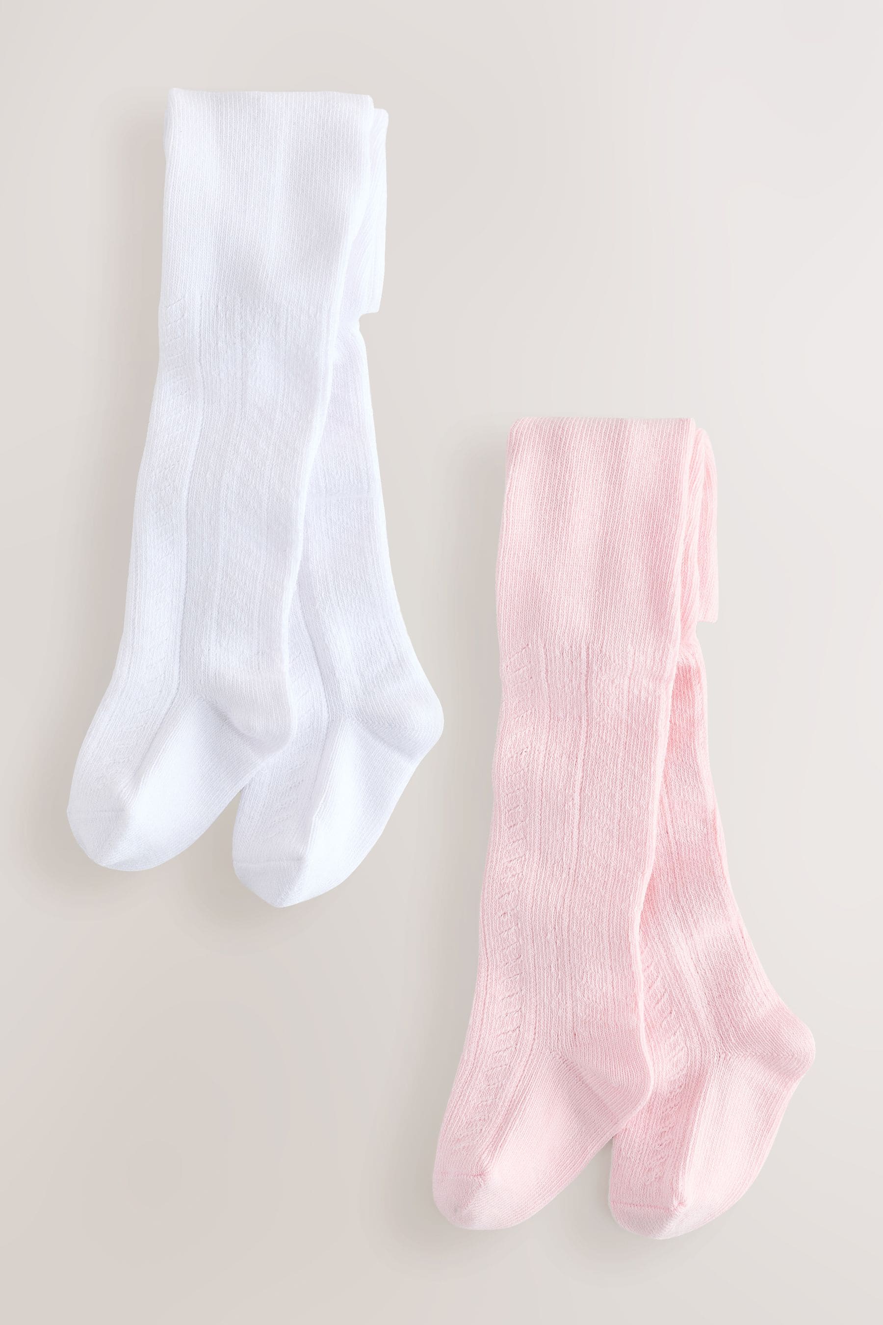 Pink/White Baby Pelerine Tights 2 Pack (0mths-2yrs)