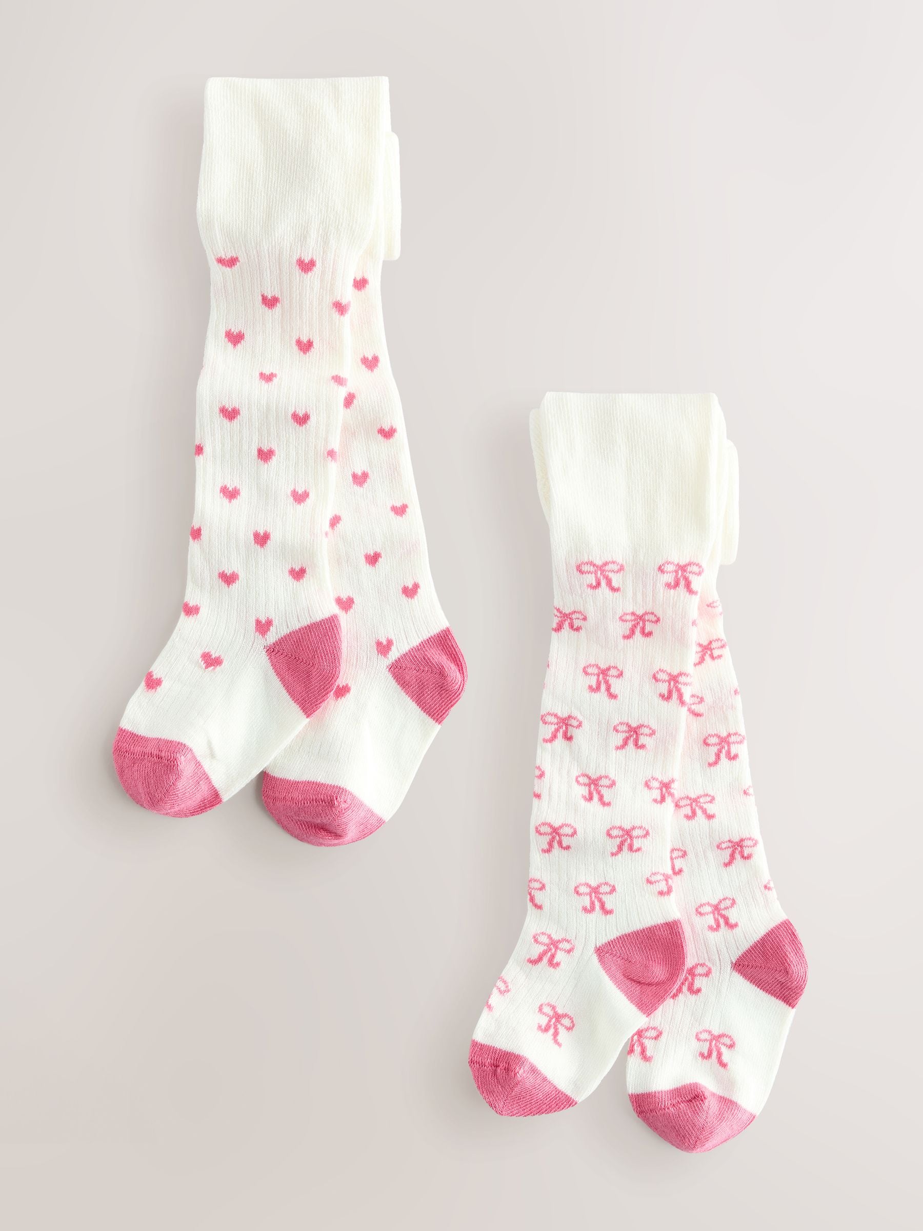 White Hearts Baby Tights 2 Pack (0mths-2yrs)