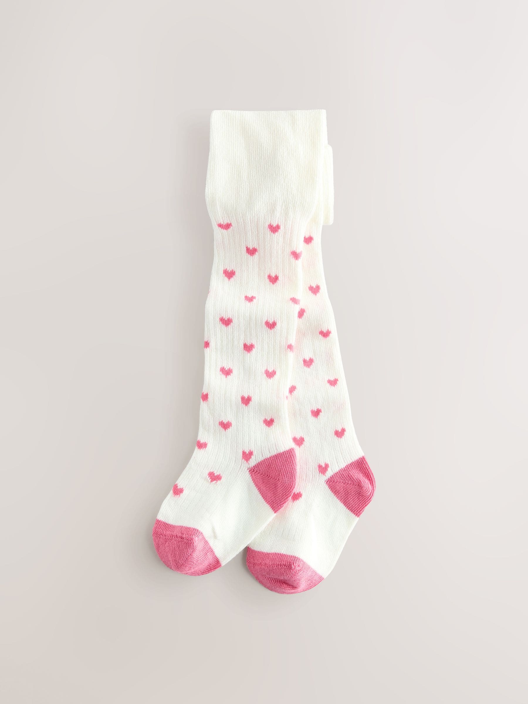 White Hearts Baby Tights 2 Pack (0mths-2yrs)