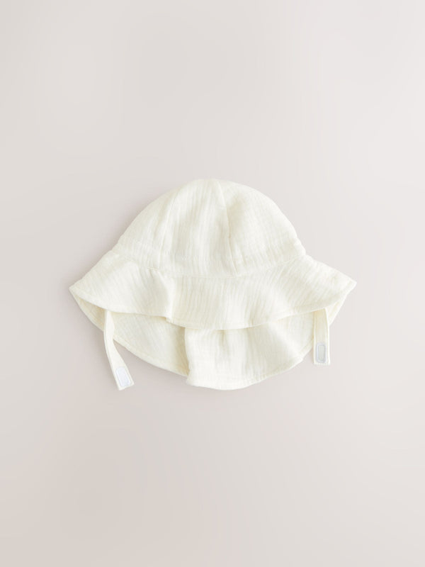 White 100% Cotton Baby Summer Hat (0mths-2yrs)