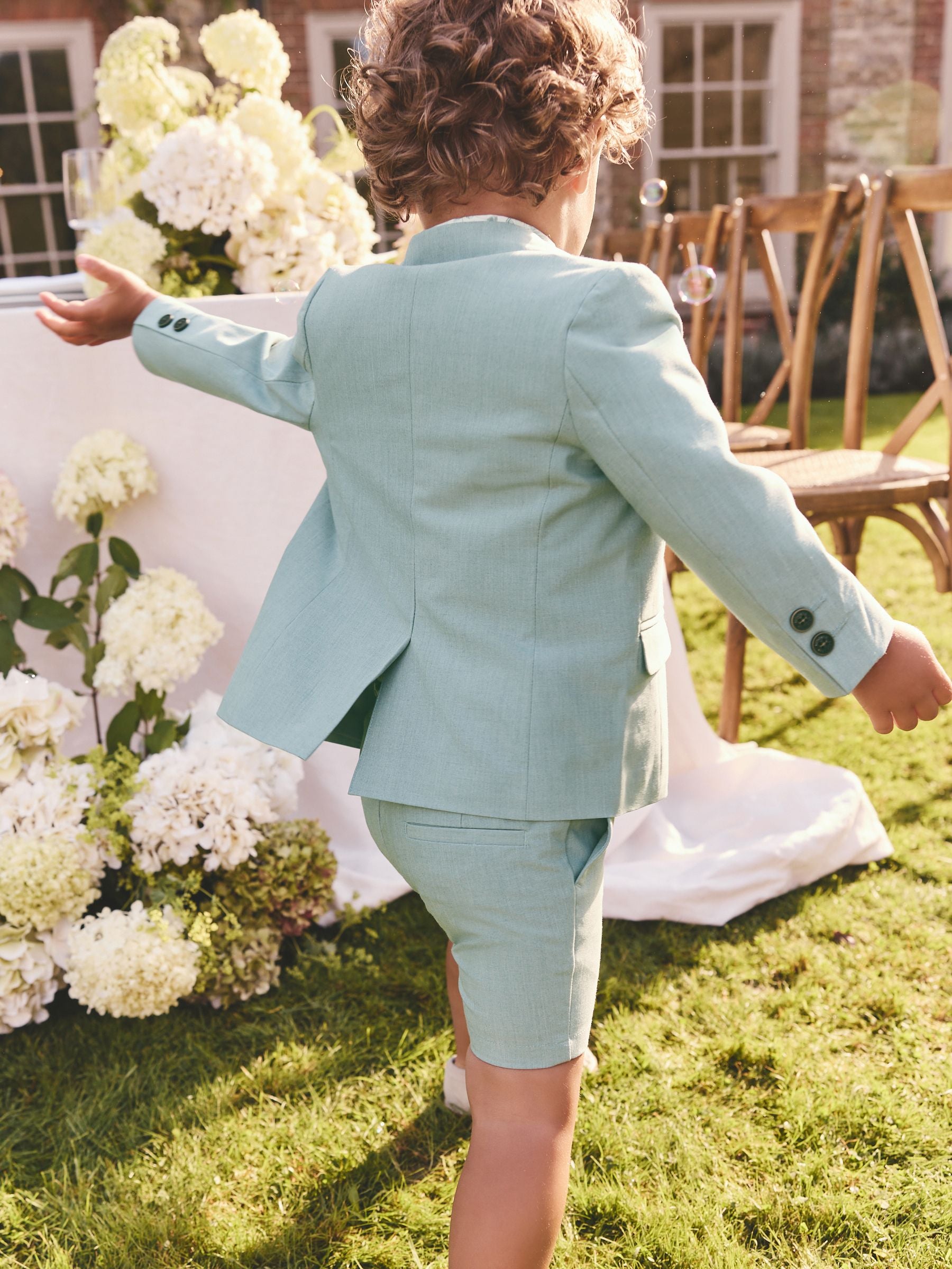 Mineral Blue Blazer Shirt Shorts and Bow Tie Set (3mths-9yrs)