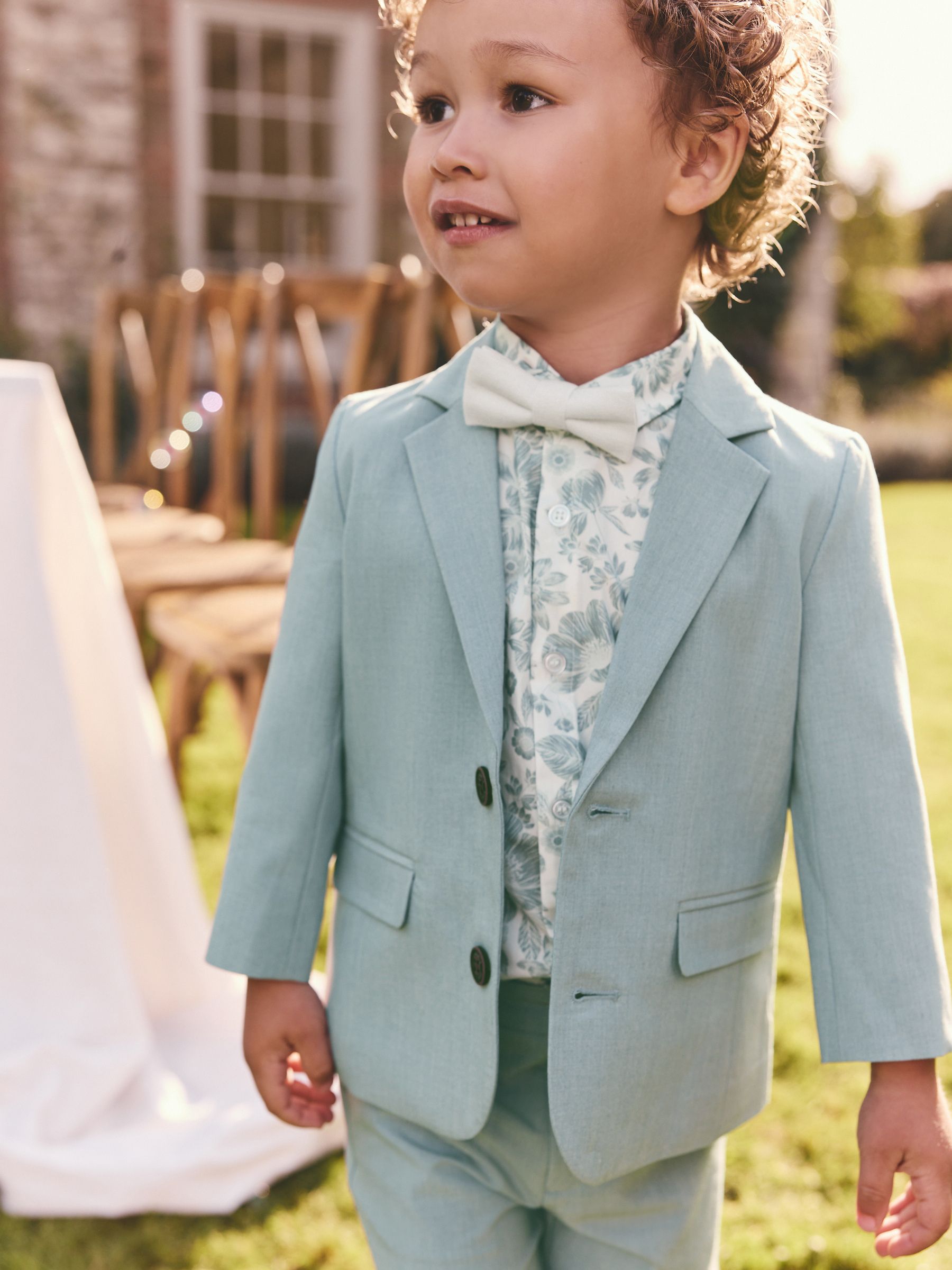 Mineral Blue Blazer Shirt Shorts and Bow Tie Set (3mths-9yrs)