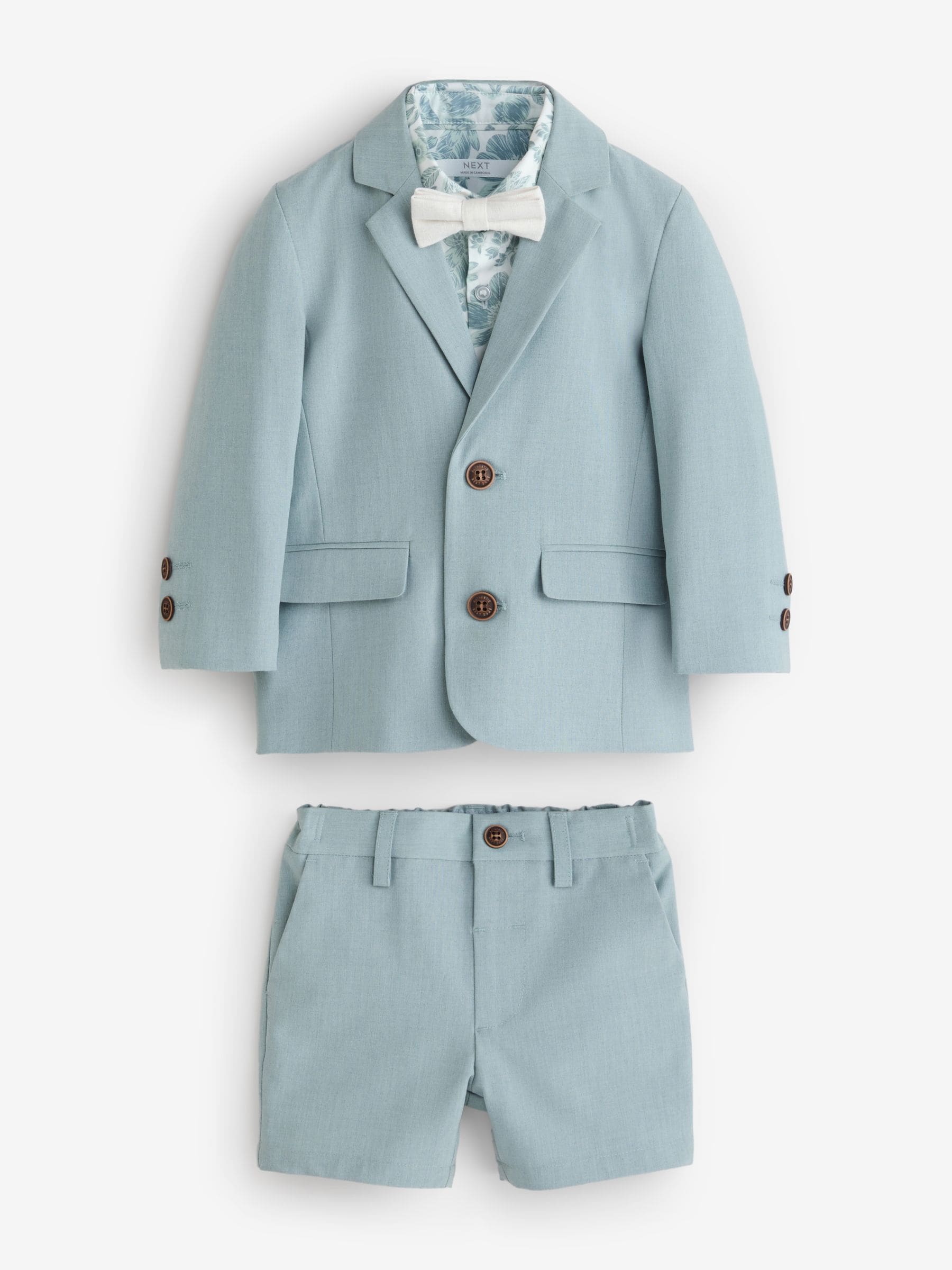 Mineral Blue Blazer Shirt Shorts and Bow Tie Set (3mths-9yrs)