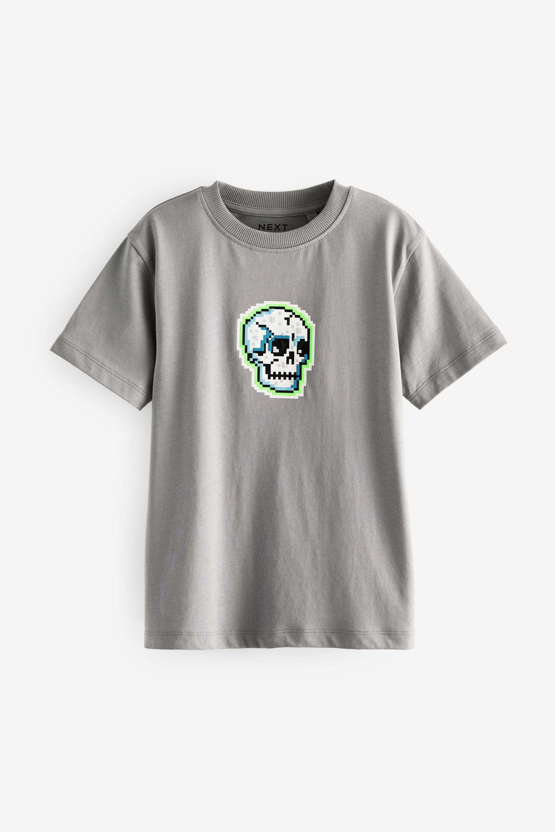 Grey Skull 100% Cotton Short Sleeve Graphic T-Shirt (3-16yrs)