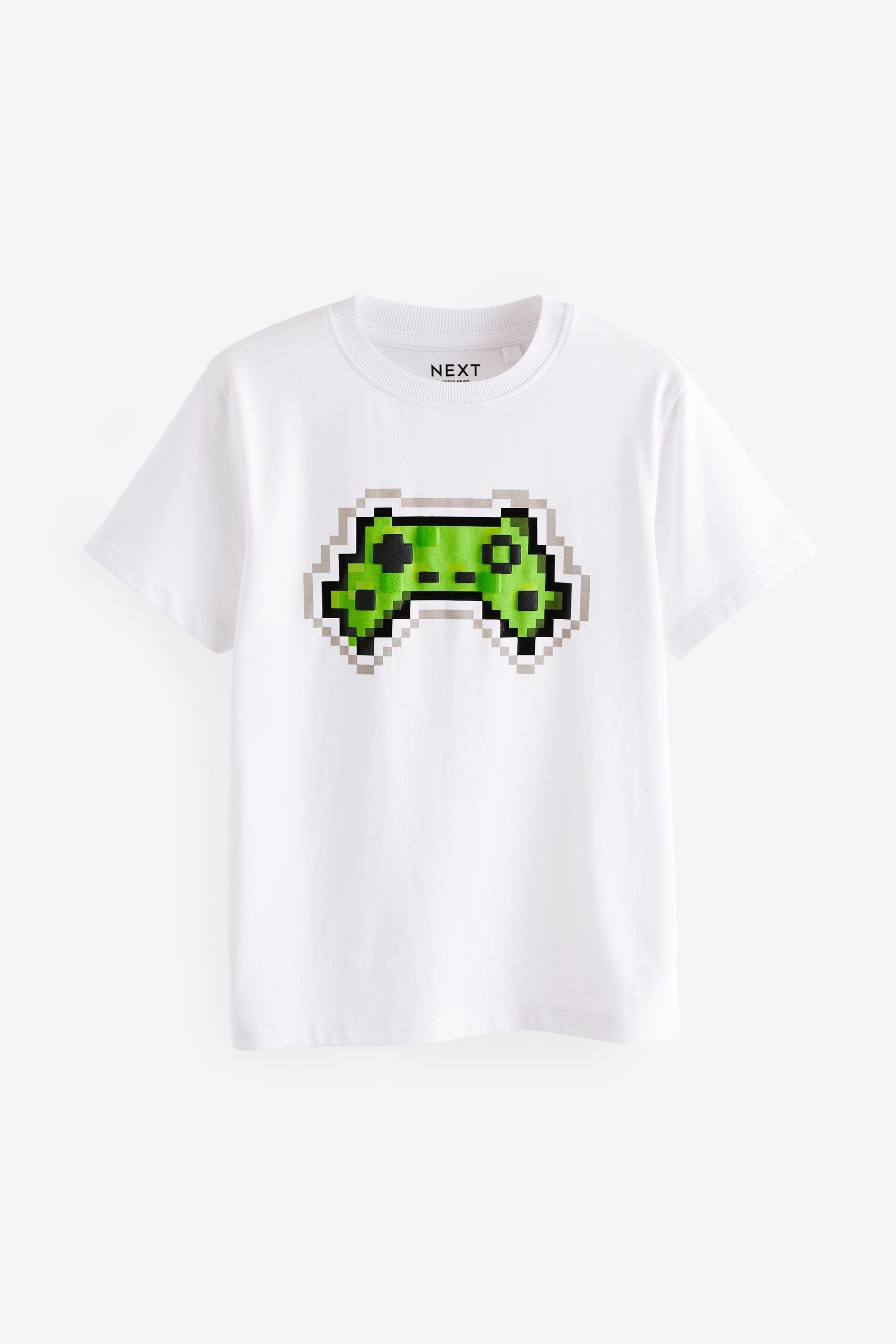 White Pixel Controller Short Sleeves Graphic T-Shirt (3-16yrs)