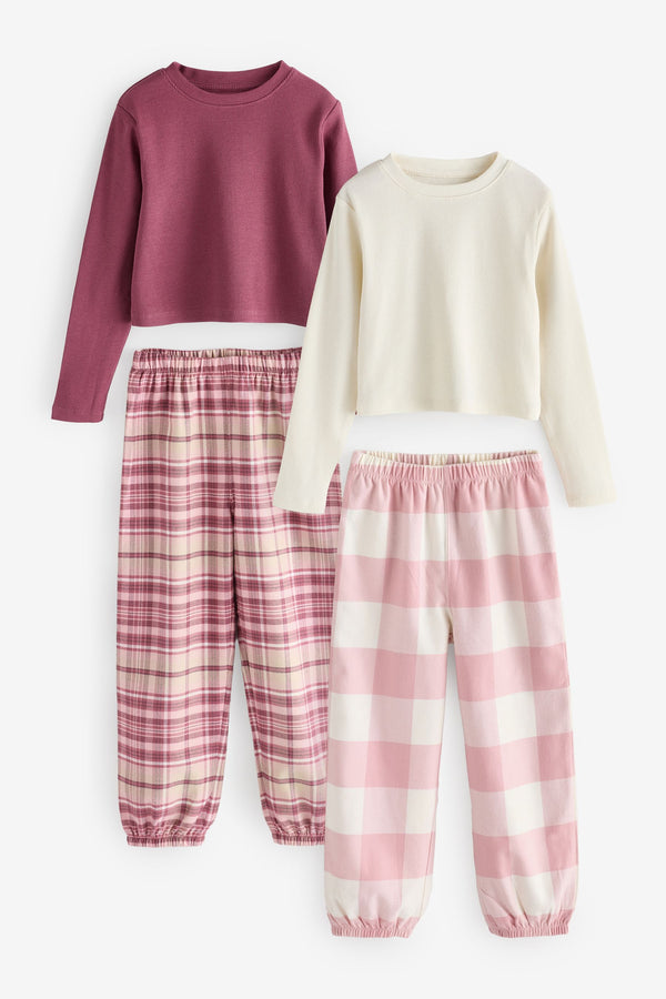 Pink Check Woven 100% Cotton Bottom Pyjamas 2 Pack (3-16yrs)