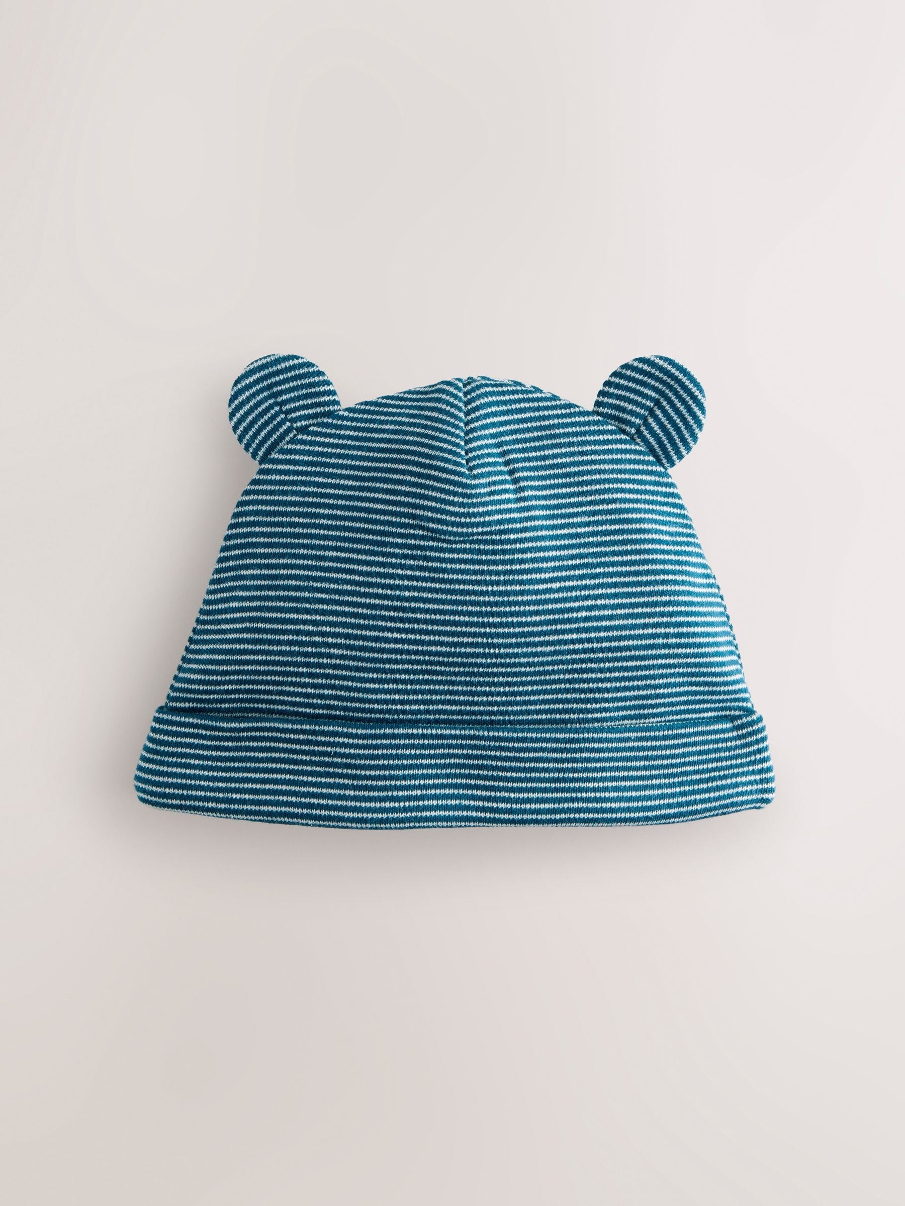 Blue Baby Stripe 100% Cotton Beanies 3 Pack (0-18mths)