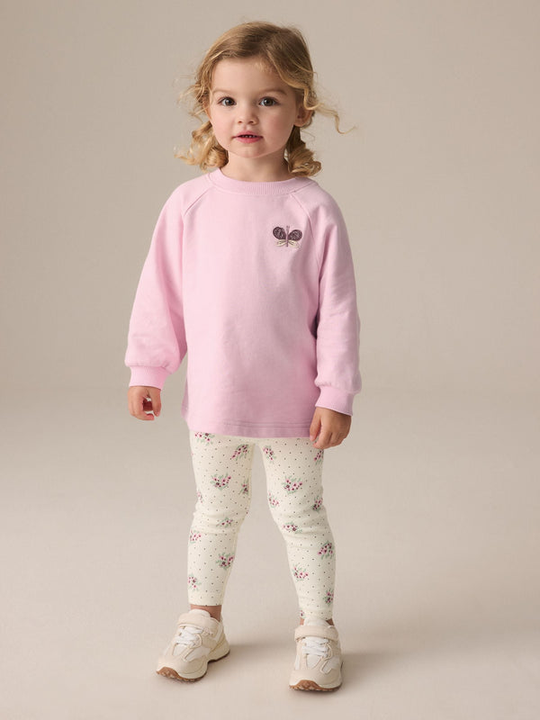 Pale Pink Floral Long Sleeve Top and Leggings Set (3mths-7yrs)