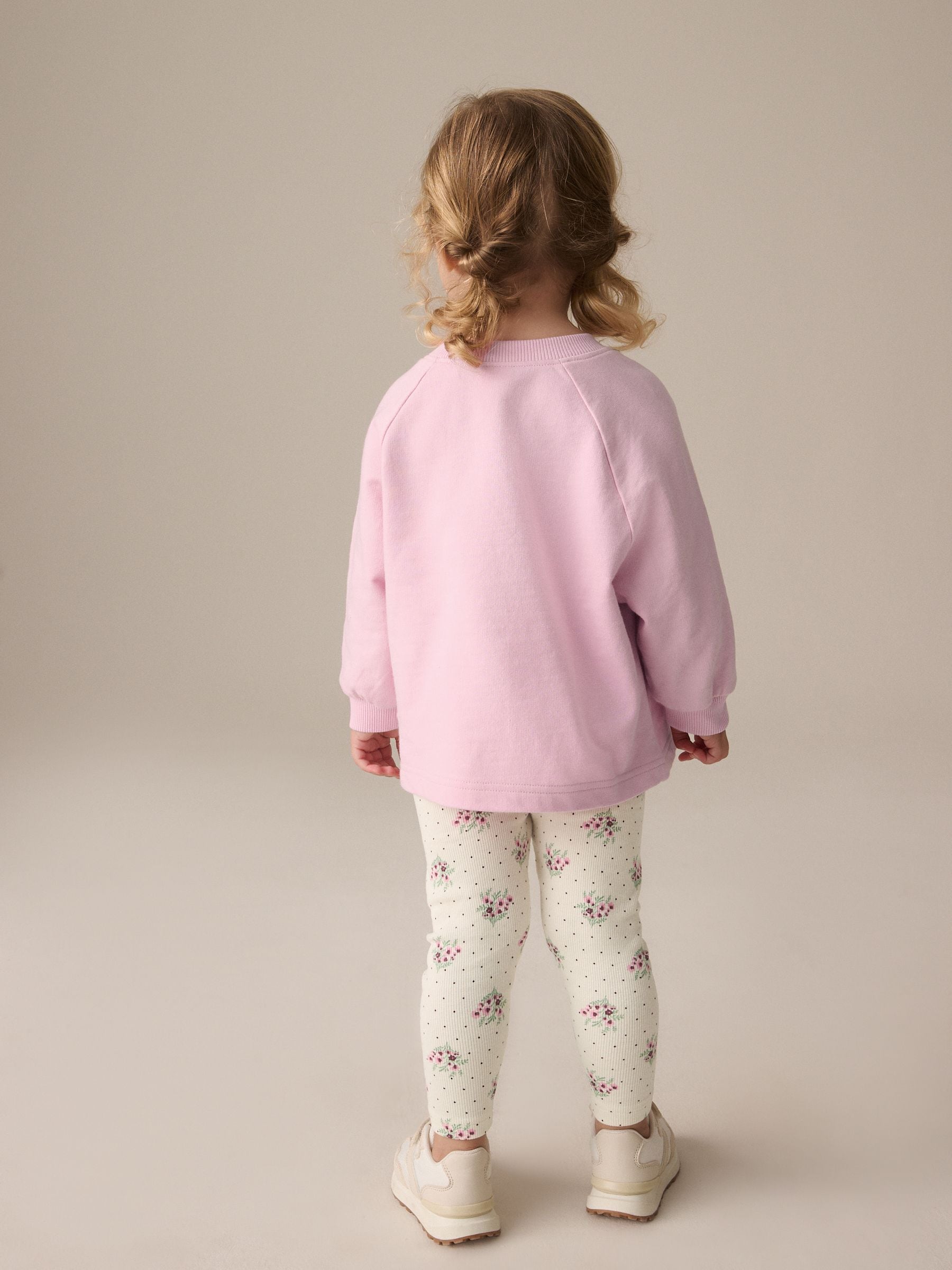 Pale Pink Floral Long Sleeve Top and Leggings Set (3mths-7yrs)