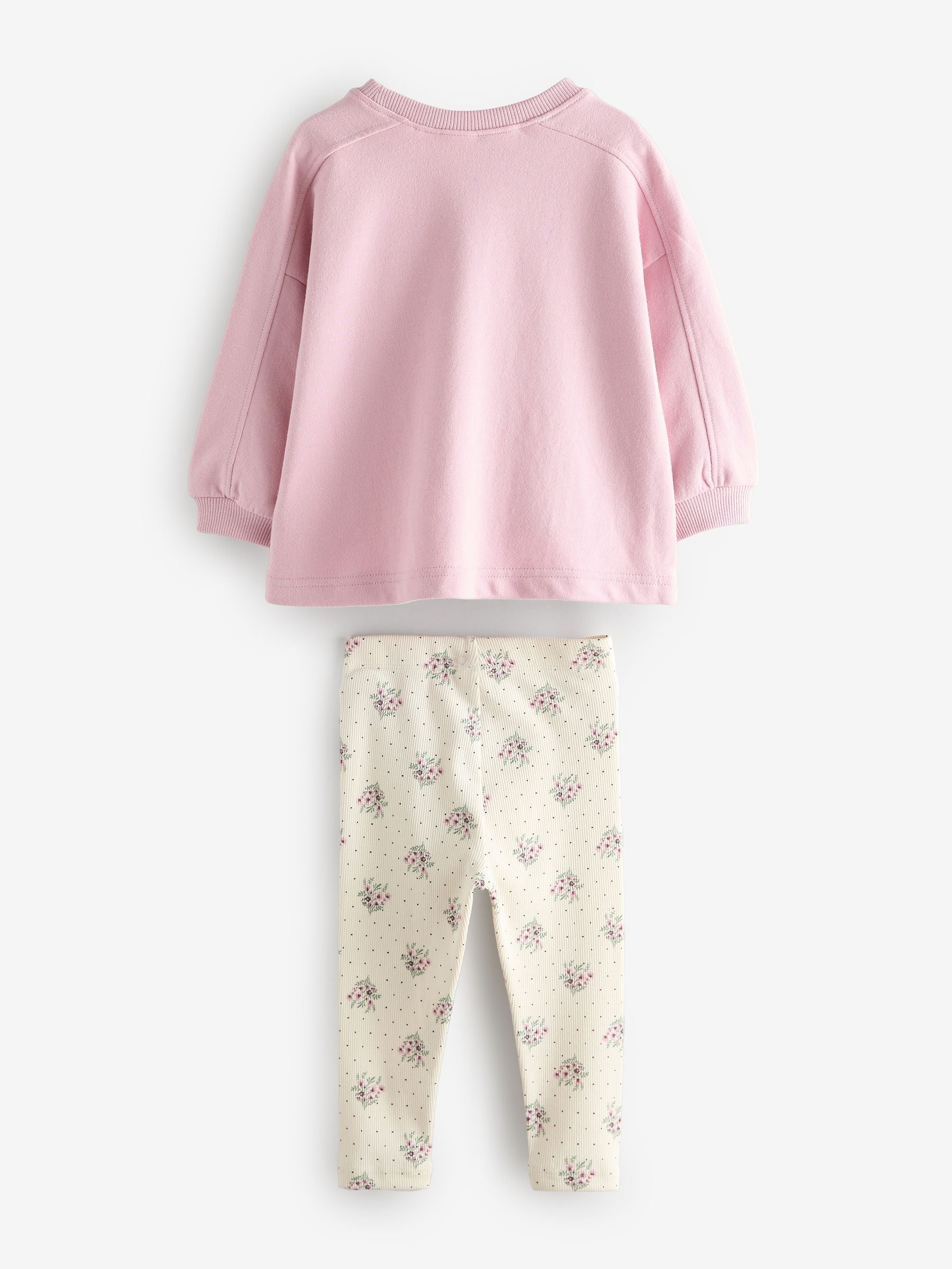 Pale Pink Floral Long Sleeve Top and Leggings Set (3mths-7yrs)