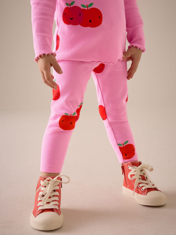 Pink Apple Rib Leggings (3mths-7yrs)