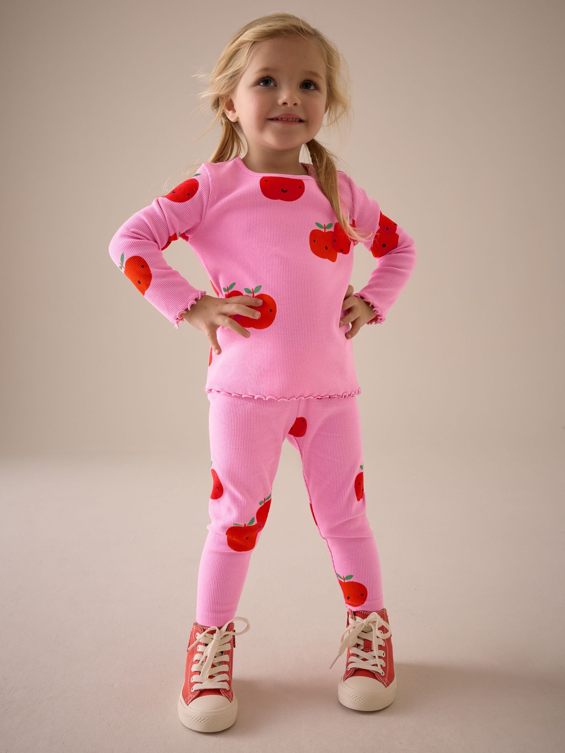 Pink Apple Rib Leggings (3mths-7yrs)