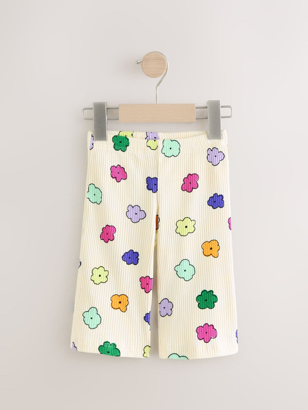 Rainbow Flower Ribbed Wide Leg Trousers (3mths-7yrs)