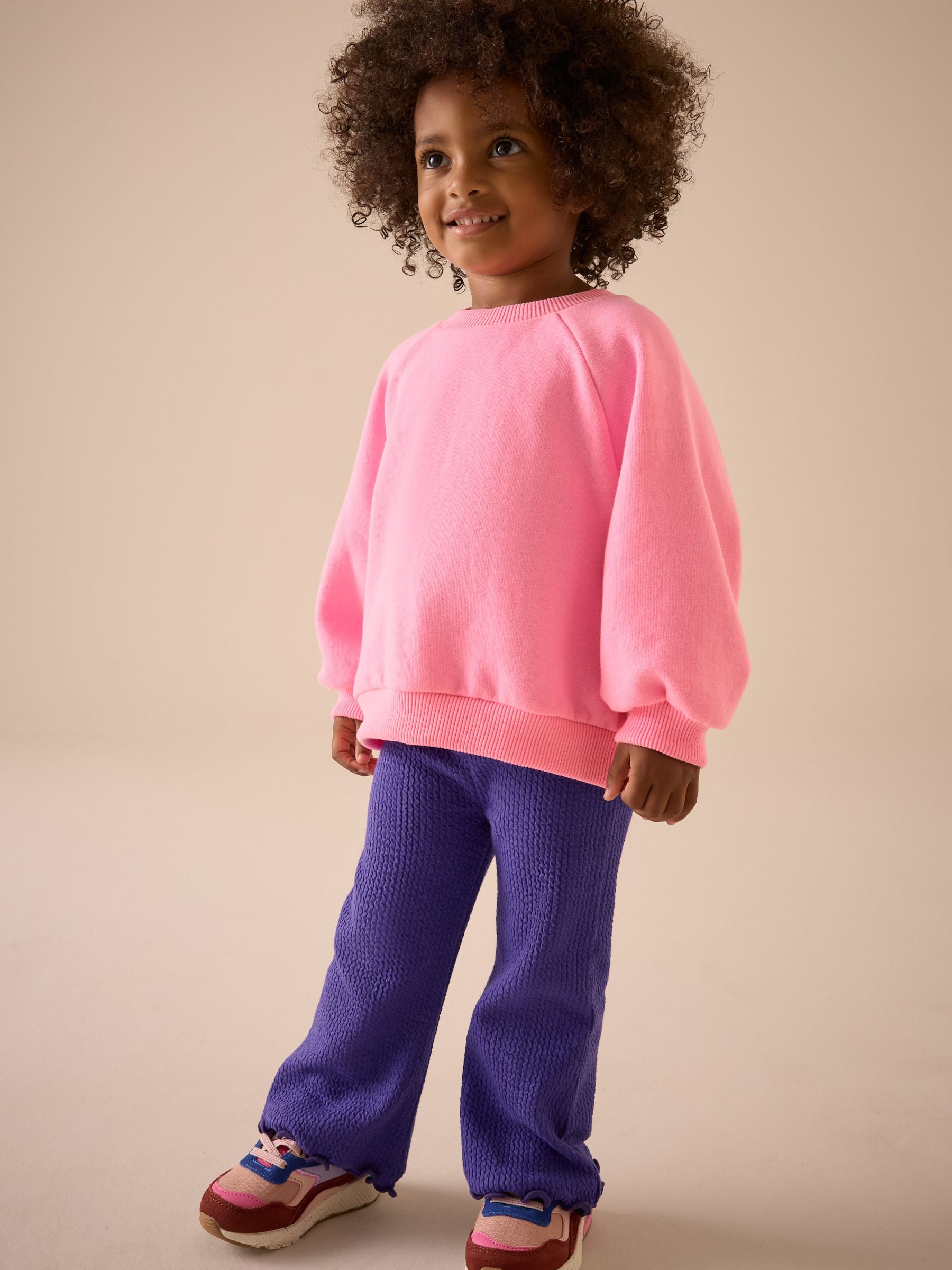 Purple Ribbed Textured Flare Leggings (3mths-7yrs)