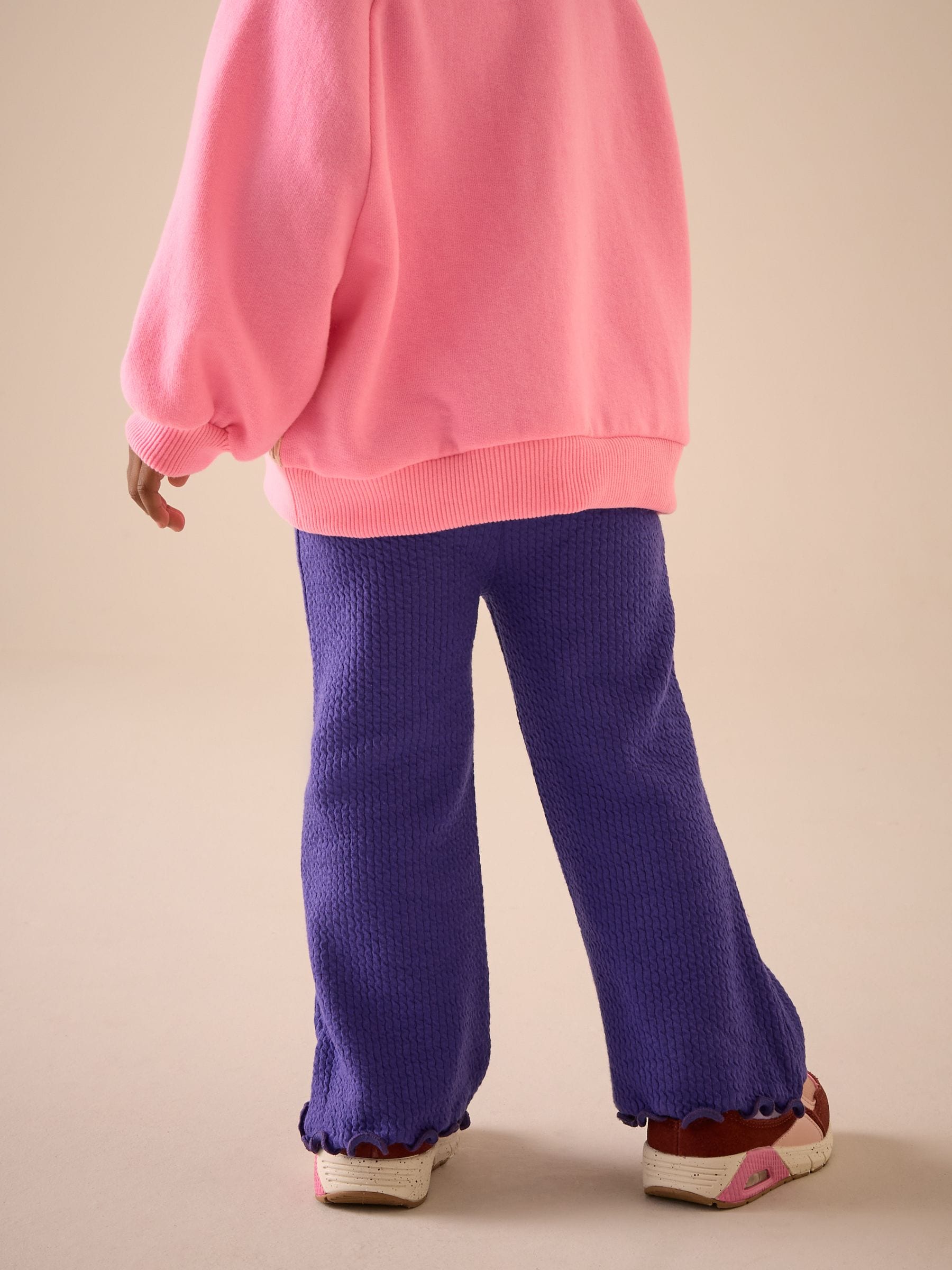 Purple Ribbed Textured Flare Leggings (3mths-7yrs)