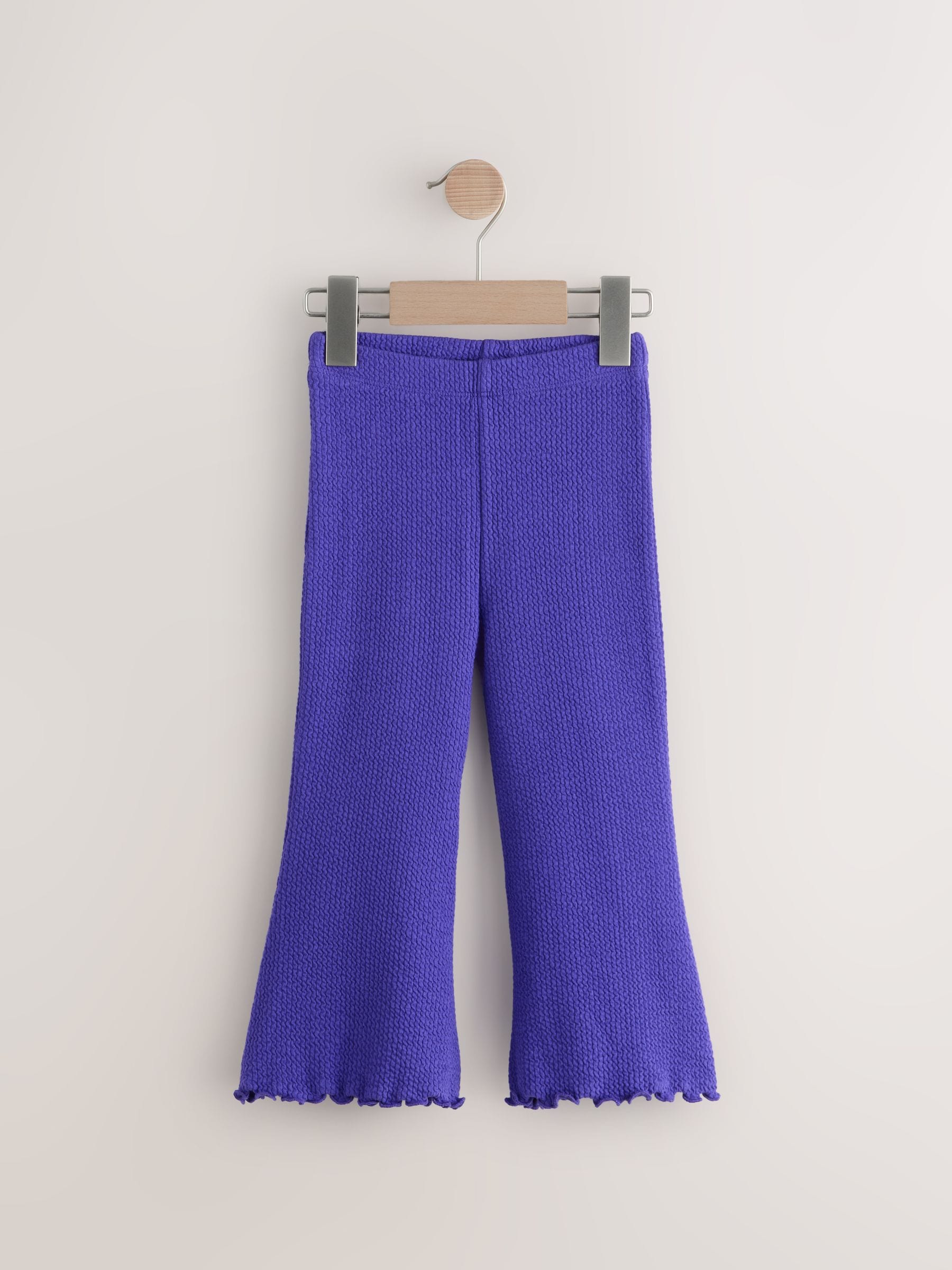 Purple Ribbed Textured Flare Leggings (3mths-7yrs)