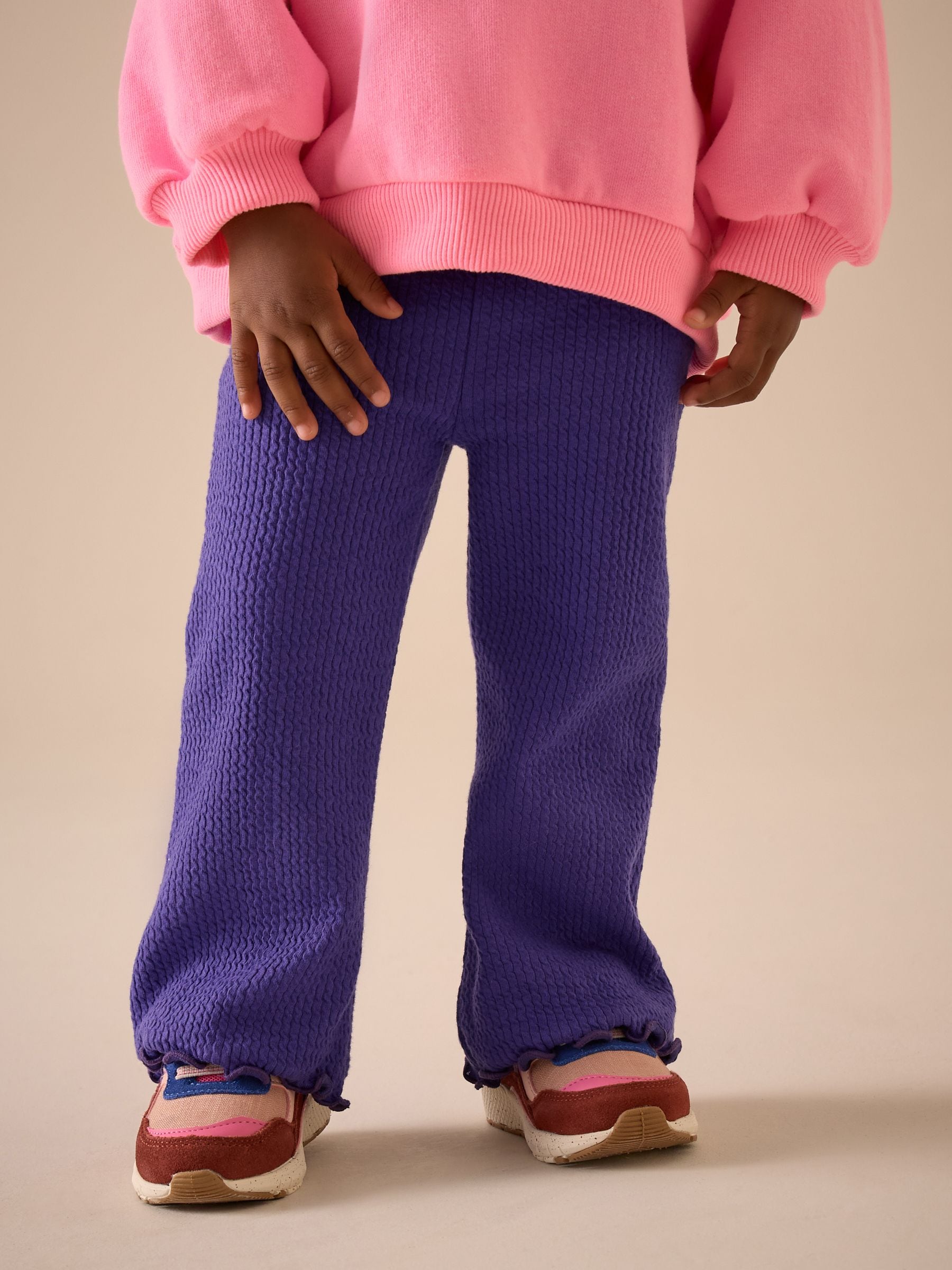 Purple Ribbed Textured Flare Leggings (3mths-7yrs)