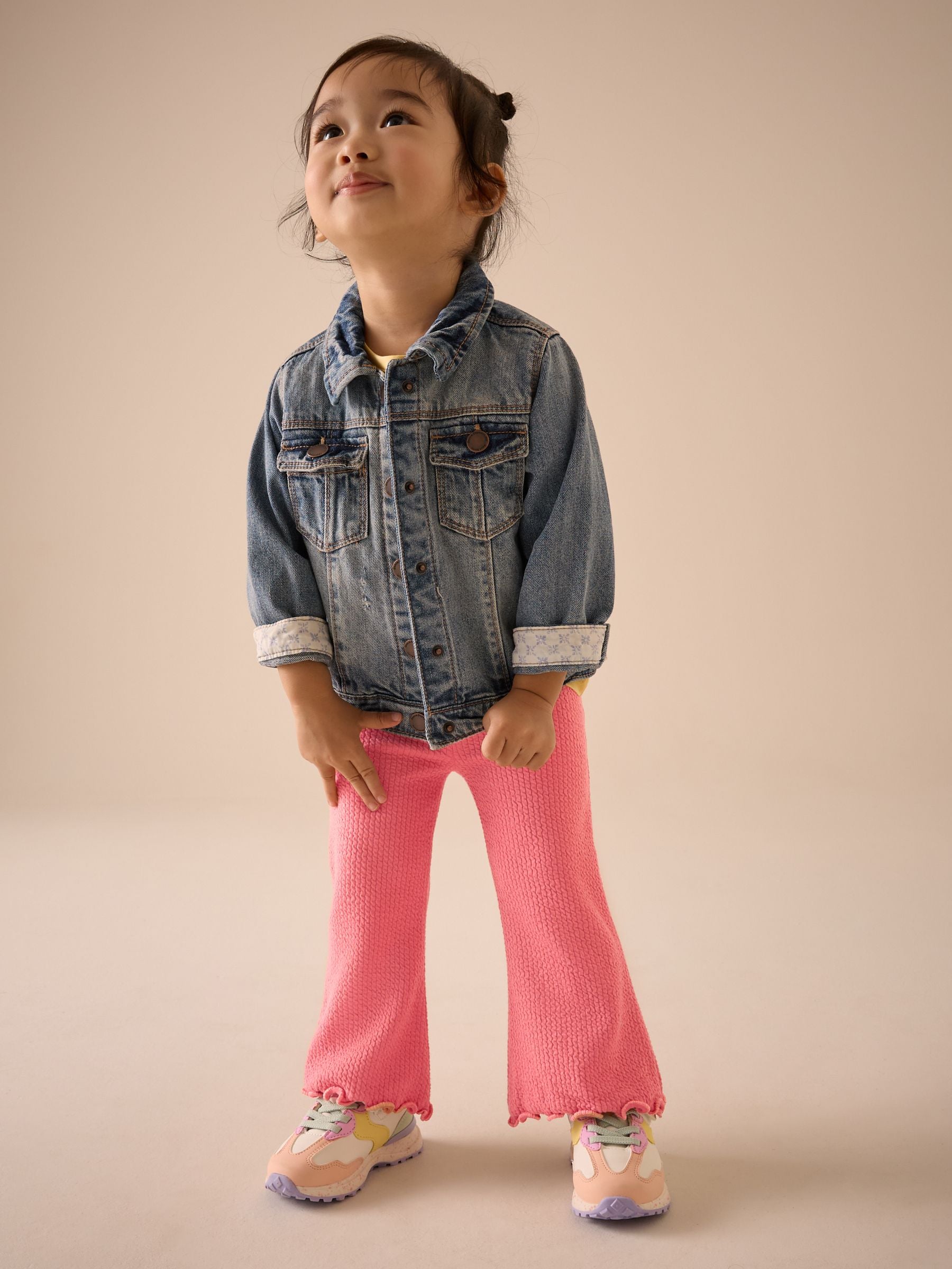 Pink Ribbed Textured Flare Leggings (3mths-7yrs)