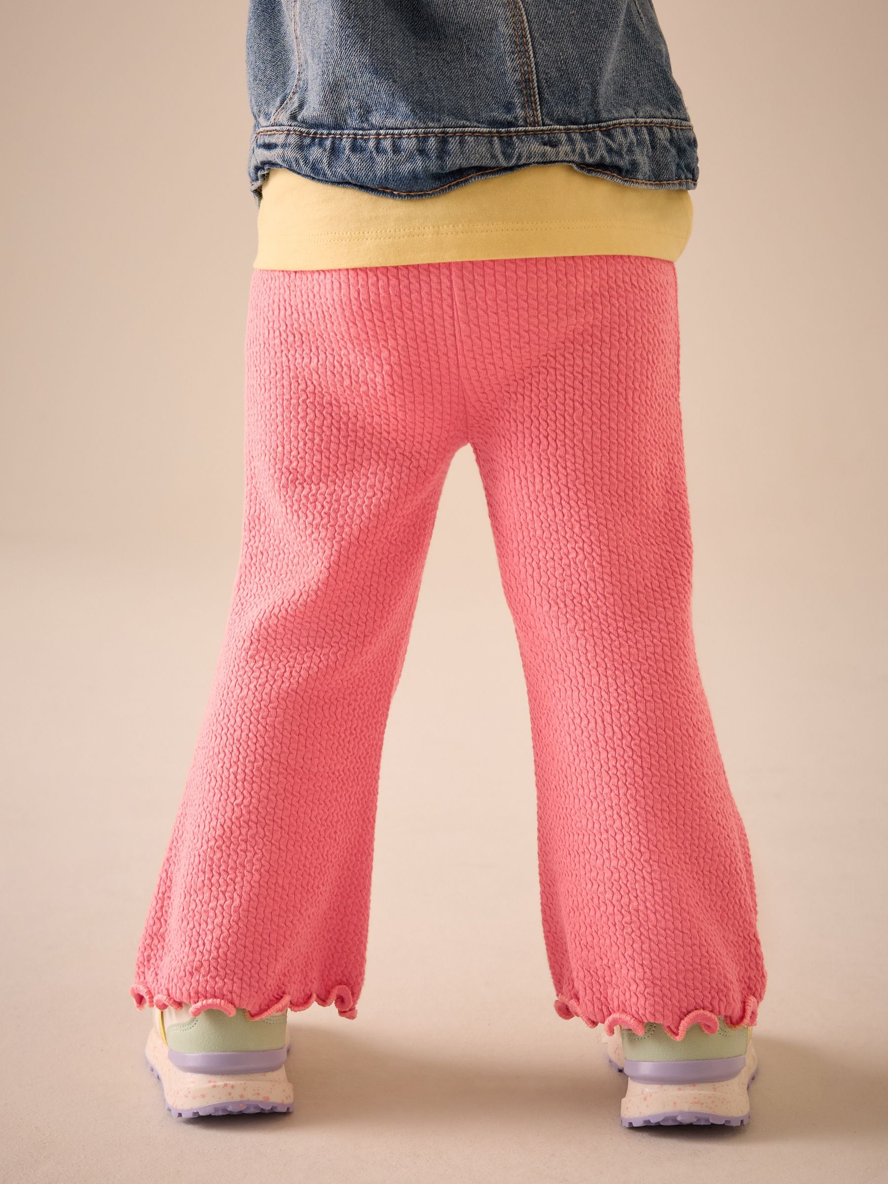 Pink Ribbed Textured Flare Leggings (3mths-7yrs)