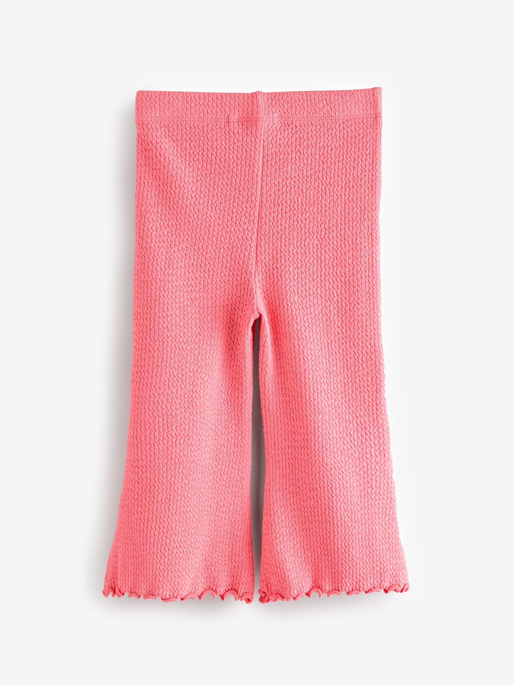 Pink Ribbed Textured Flare Leggings (3mths-7yrs)