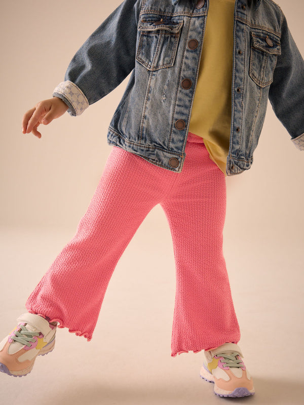 Pink Ribbed Textured Flare Leggings (3mths-7yrs)