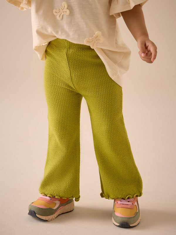 Green Ribbed Textured Flare Leggings (3mths-7yrs)