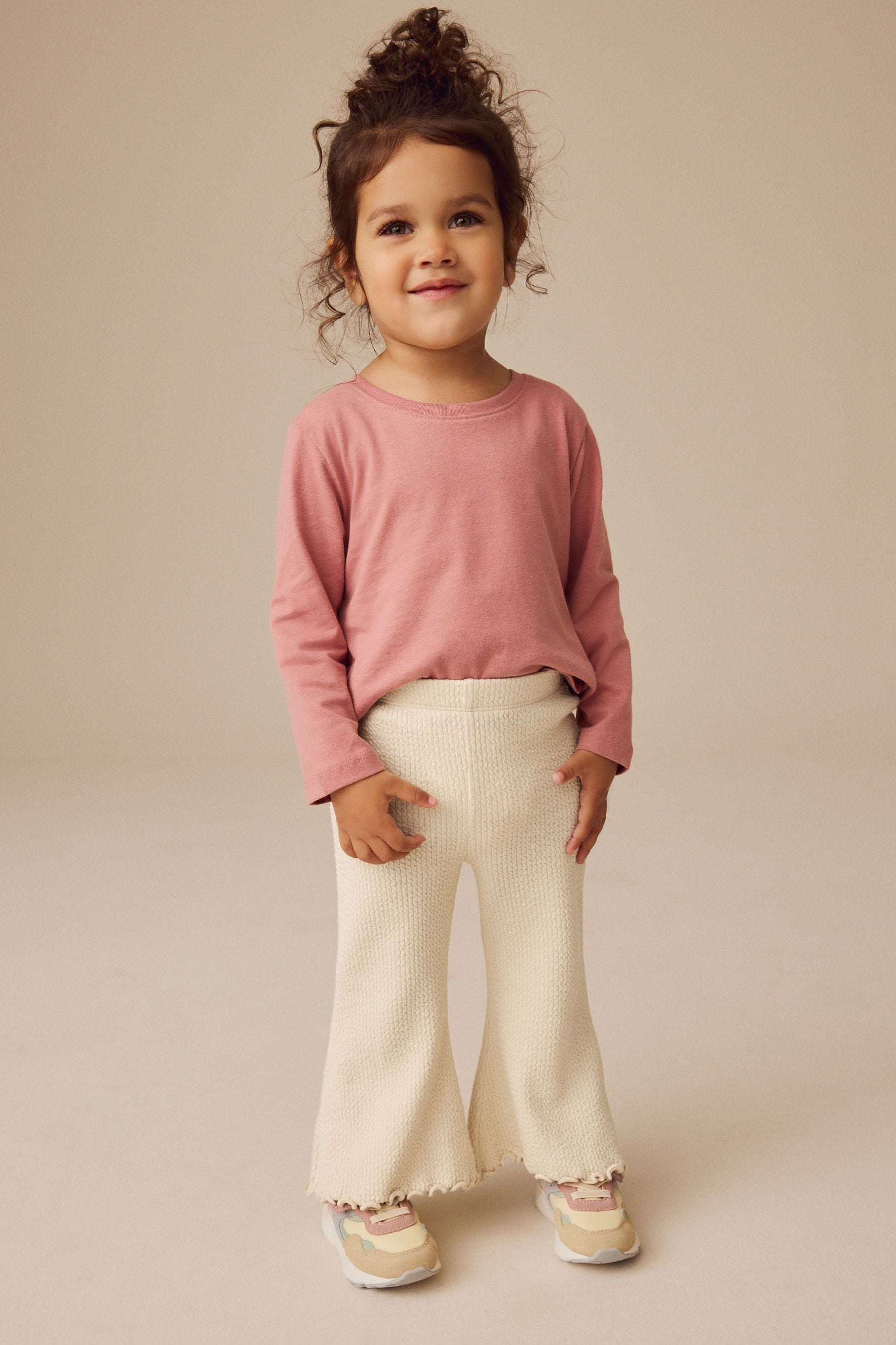 Cream Ribbed Textured Flare Leggings (3mths-7yrs)