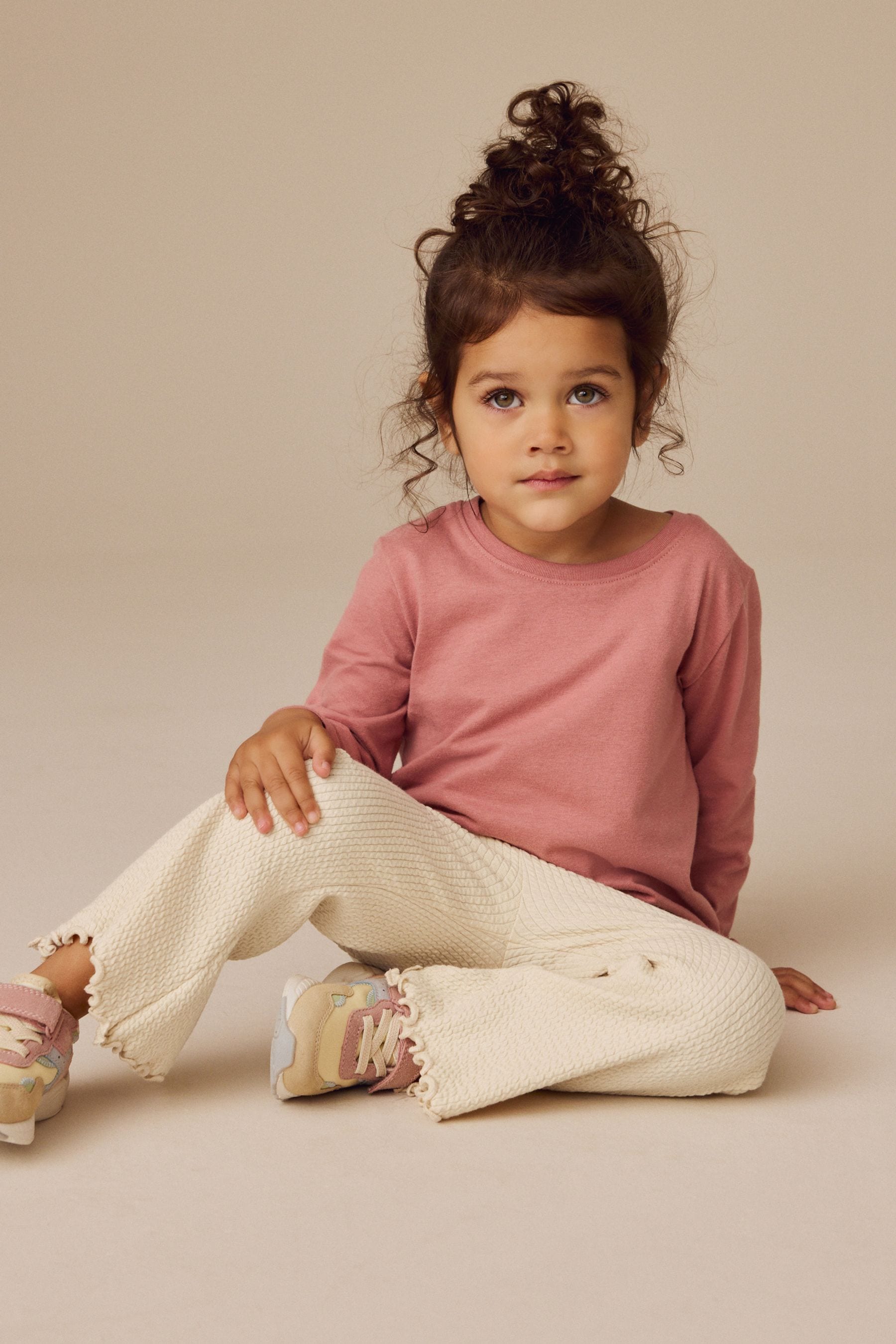 Cream Ribbed Textured Flare Leggings (3mths-7yrs)