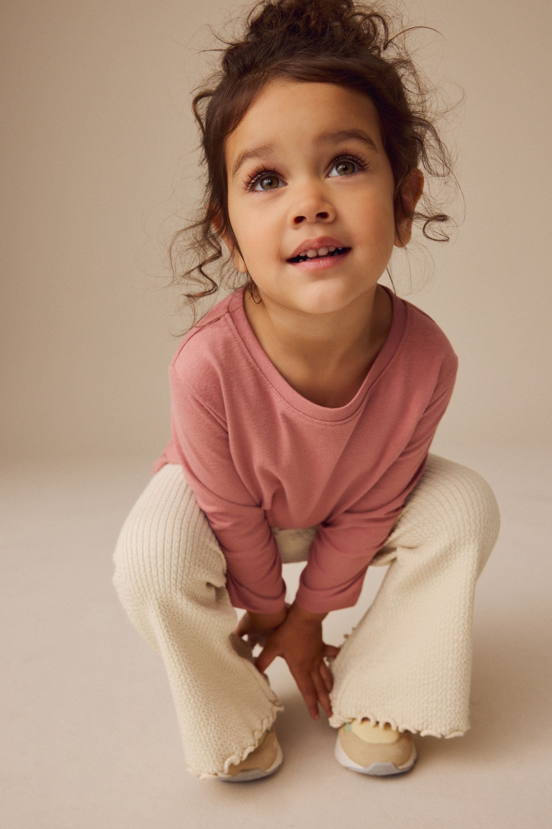 Cream Ribbed Textured Flare Leggings (3mths-7yrs)