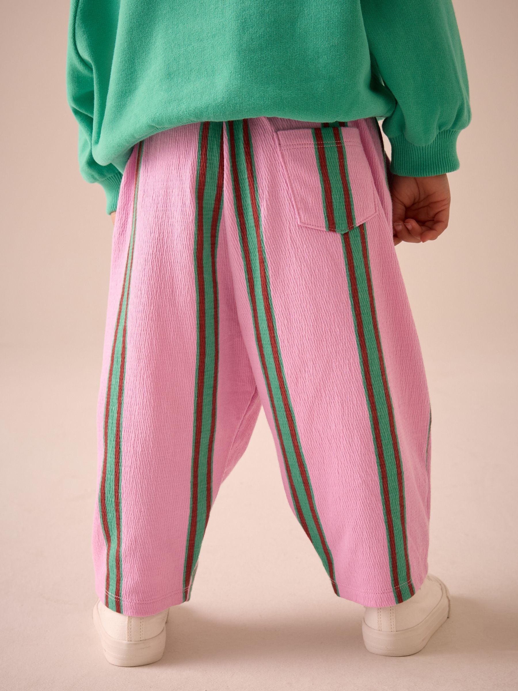 Pink/Green Stripe Textured Podgy Leg Trousers (3mths-7yrs)