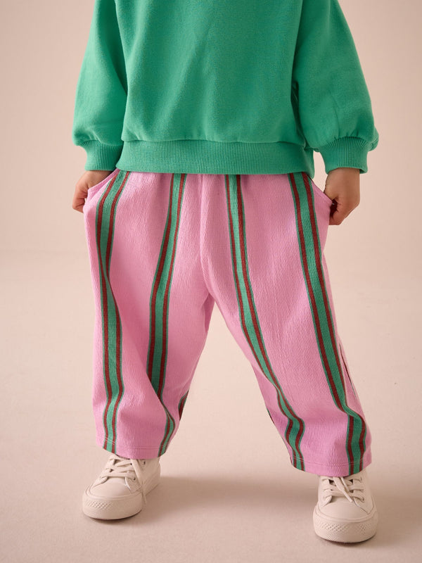 Pink/Green Stripe Textured Podgy Leg Trousers (3mths-7yrs)