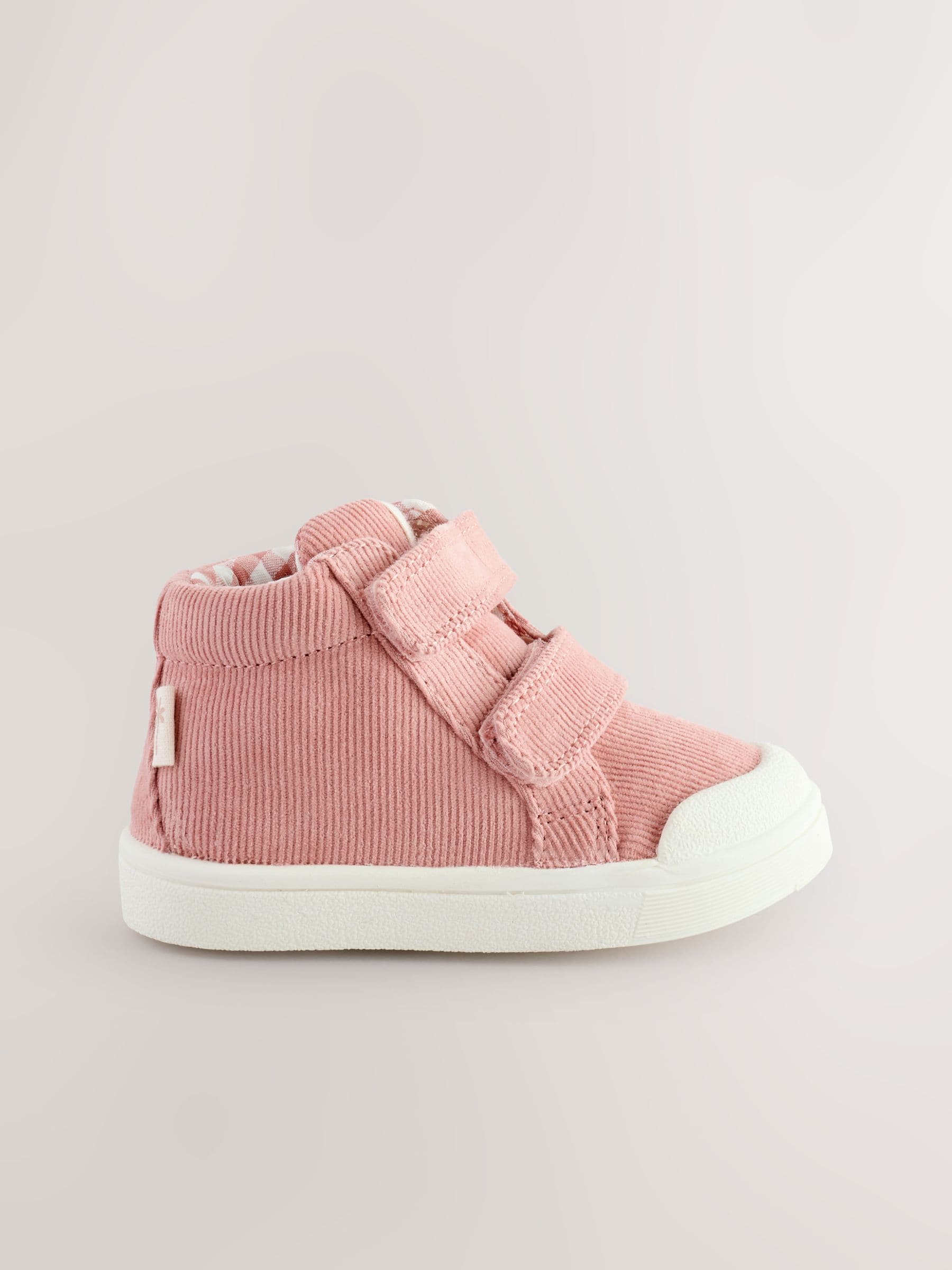 Pink Standard Fit (F) Touch Fasten Strap High Top Washable Trainers