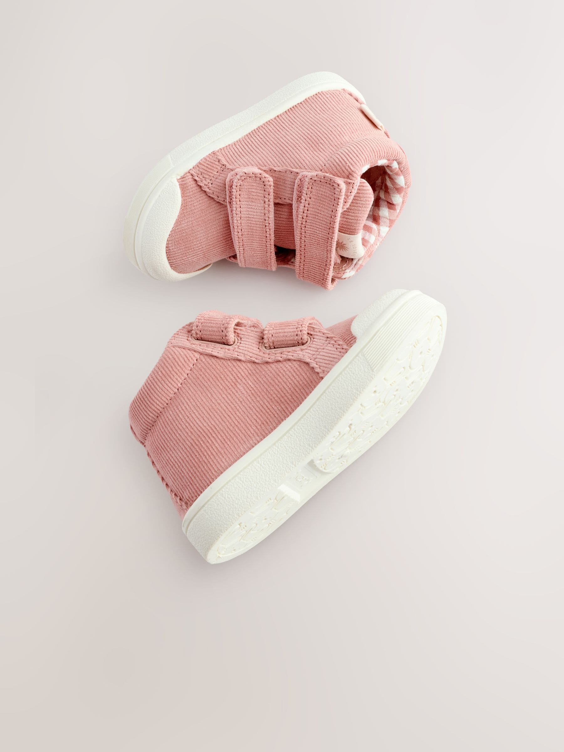 Pink Standard Fit (F) Touch Fasten Strap High Top Washable Trainers