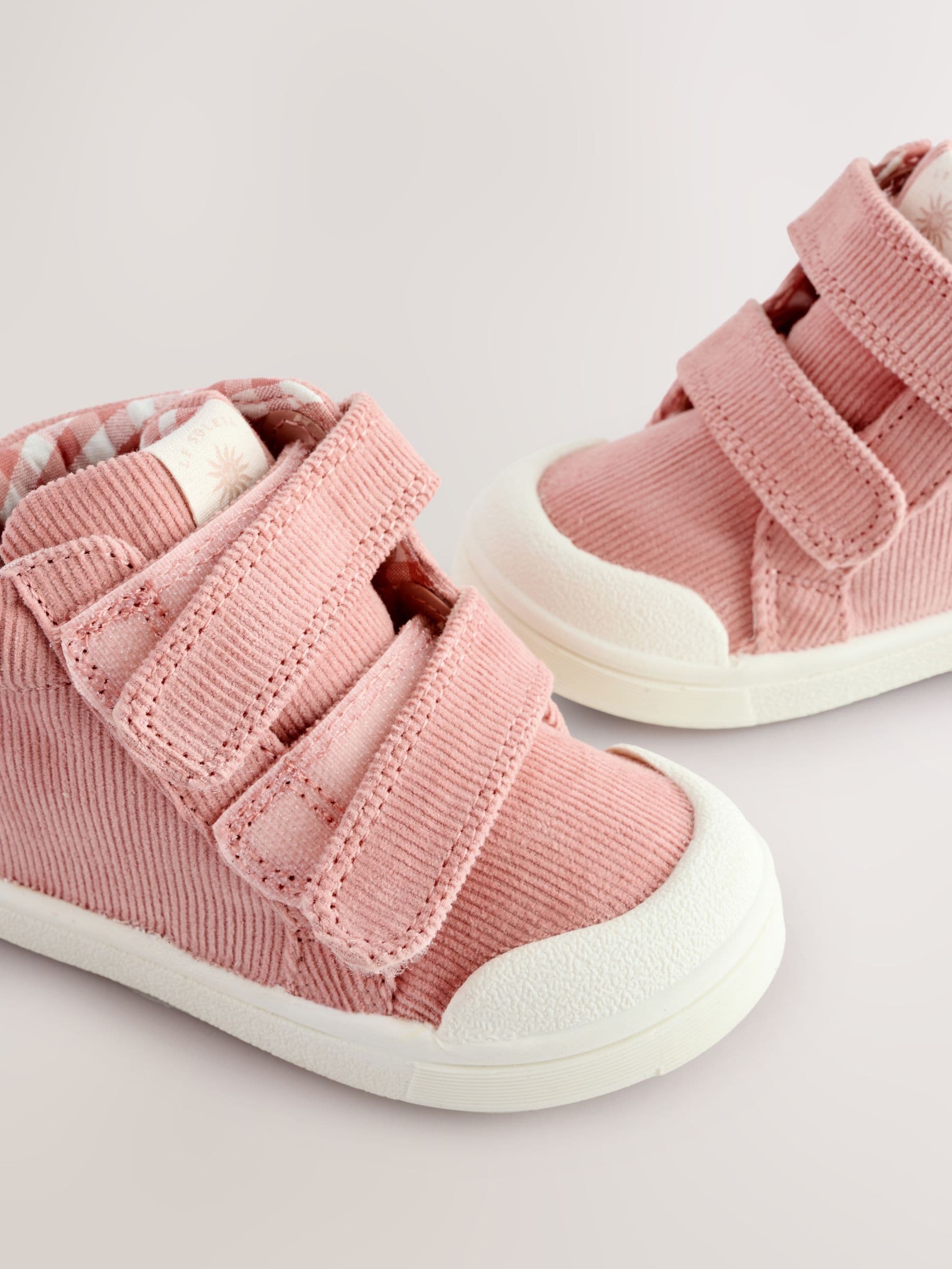 Pink Standard Fit (F) Touch Fasten Strap High Top Washable Trainers