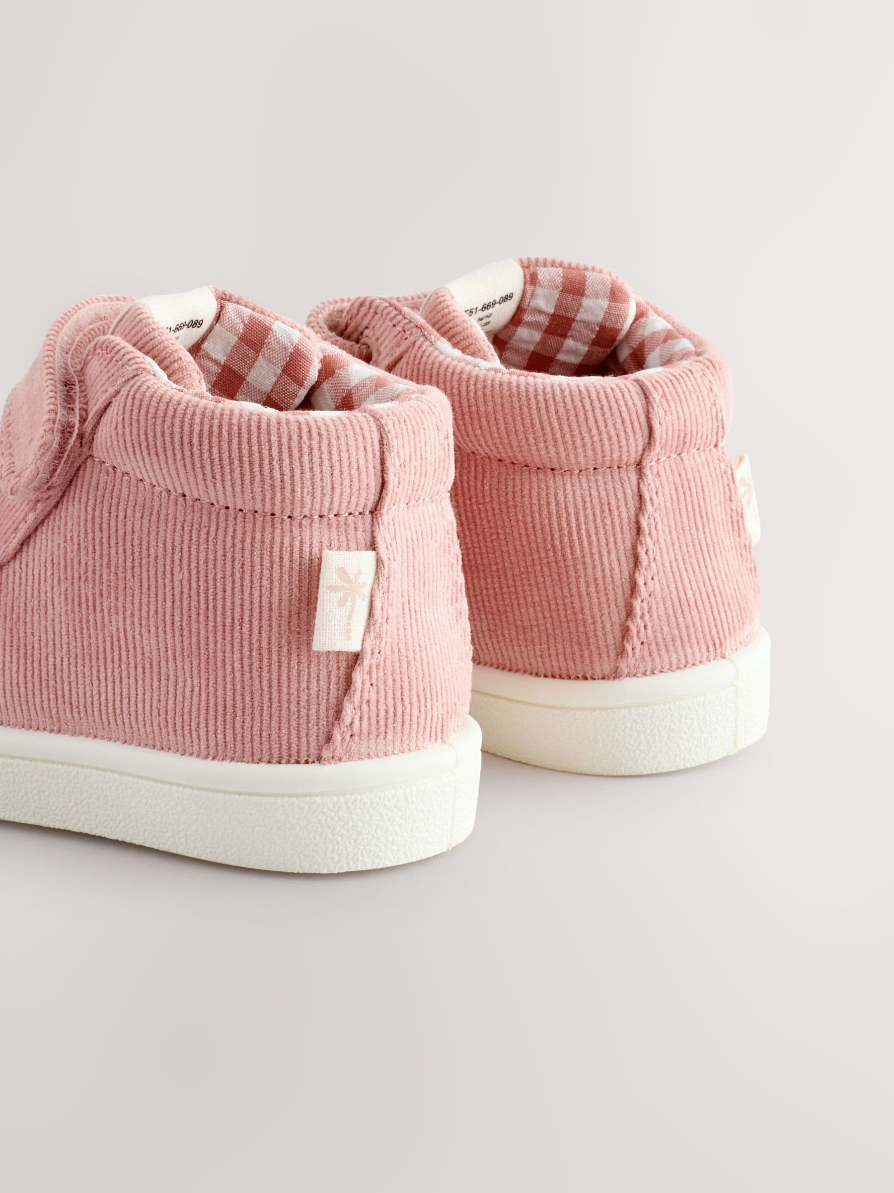 Pink Standard Fit (F) Touch Fasten Strap High Top Washable Trainers