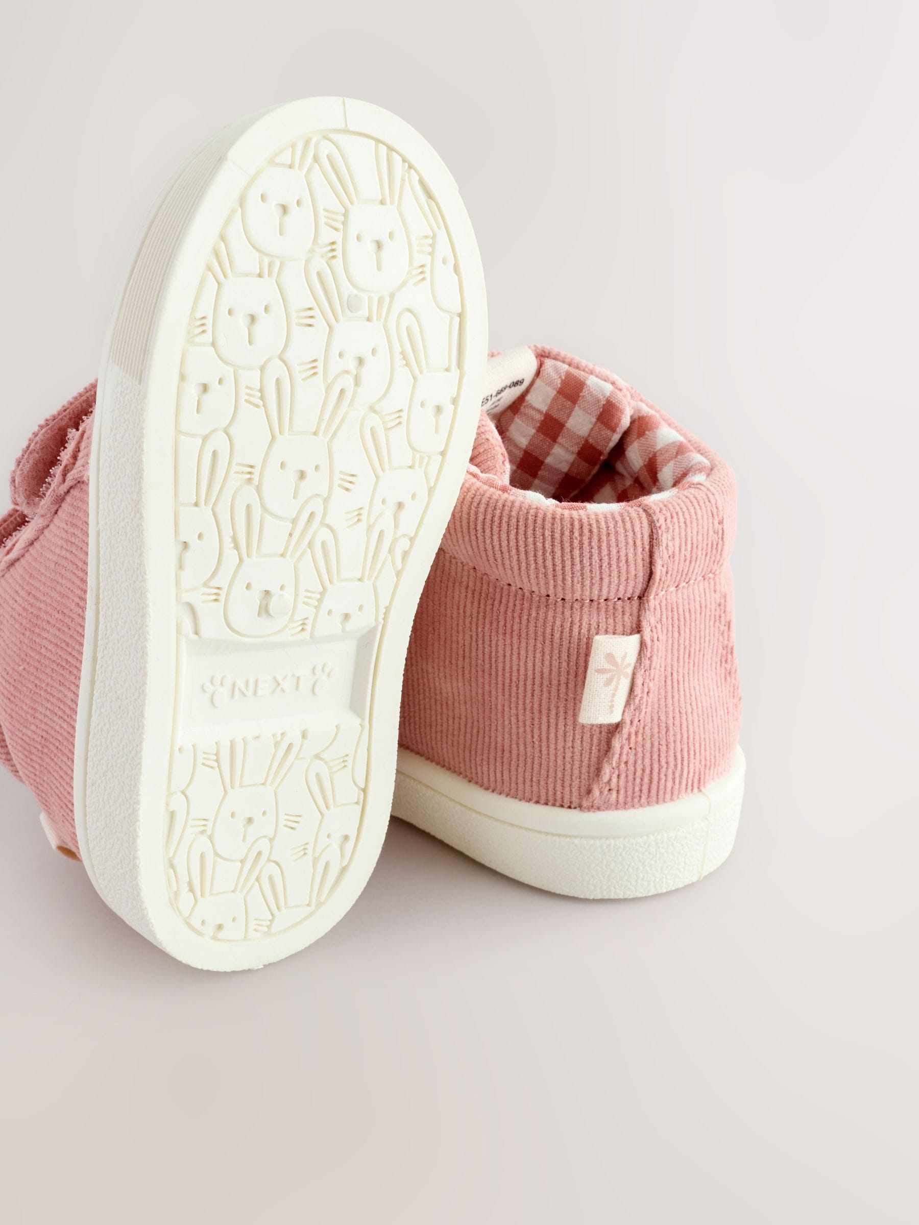 Pink Standard Fit (F) Touch Fasten Strap High Top Washable Trainers