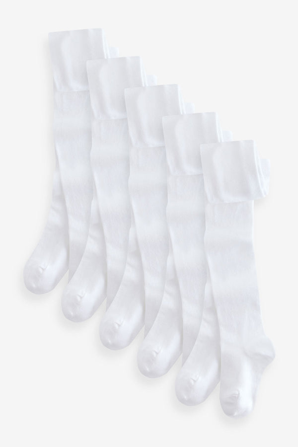 White 5 Pack Cotton Rich School Tights