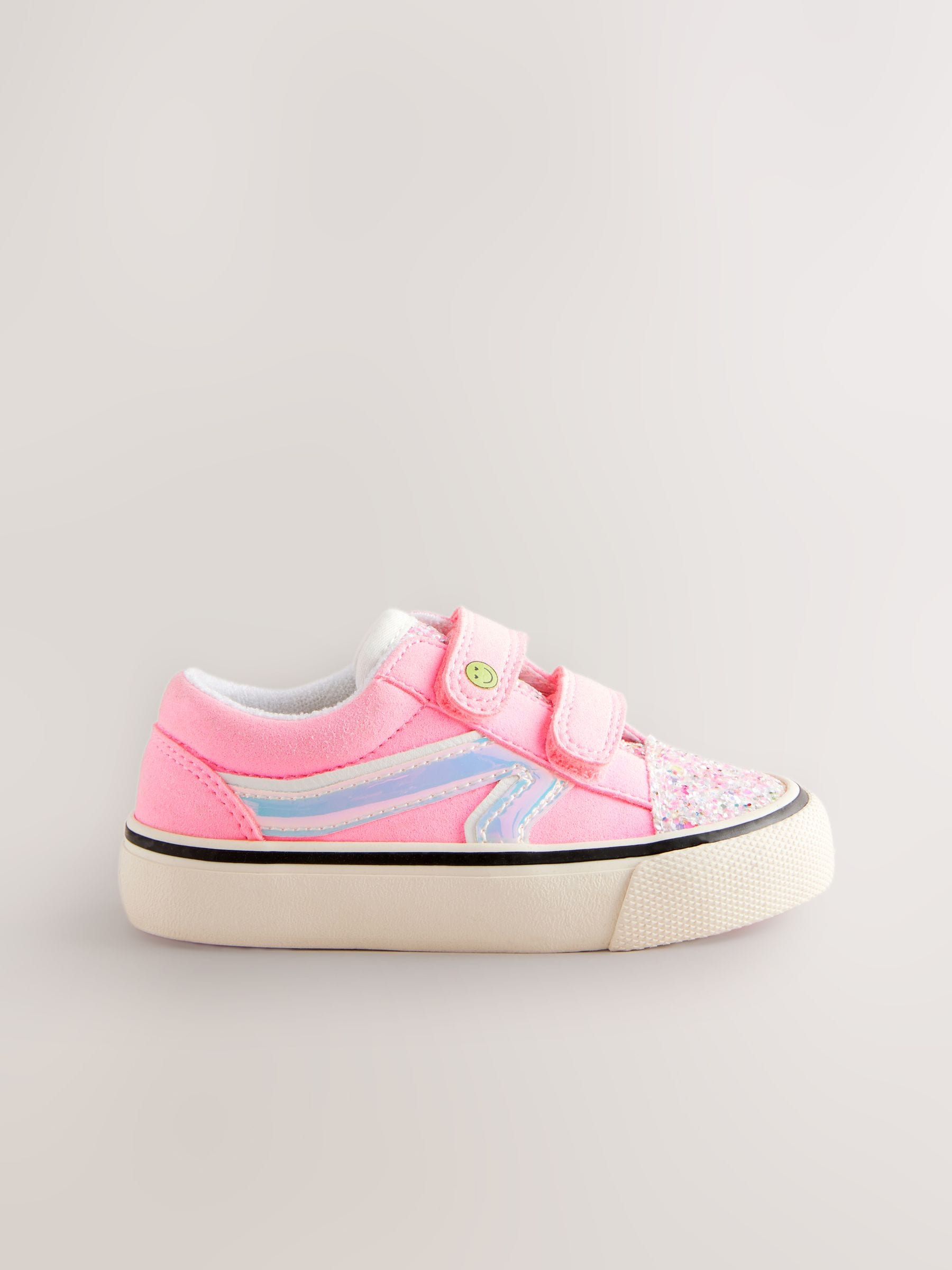 Pink Standard Fit (F) Touch Fasten Strap Printed Trainers