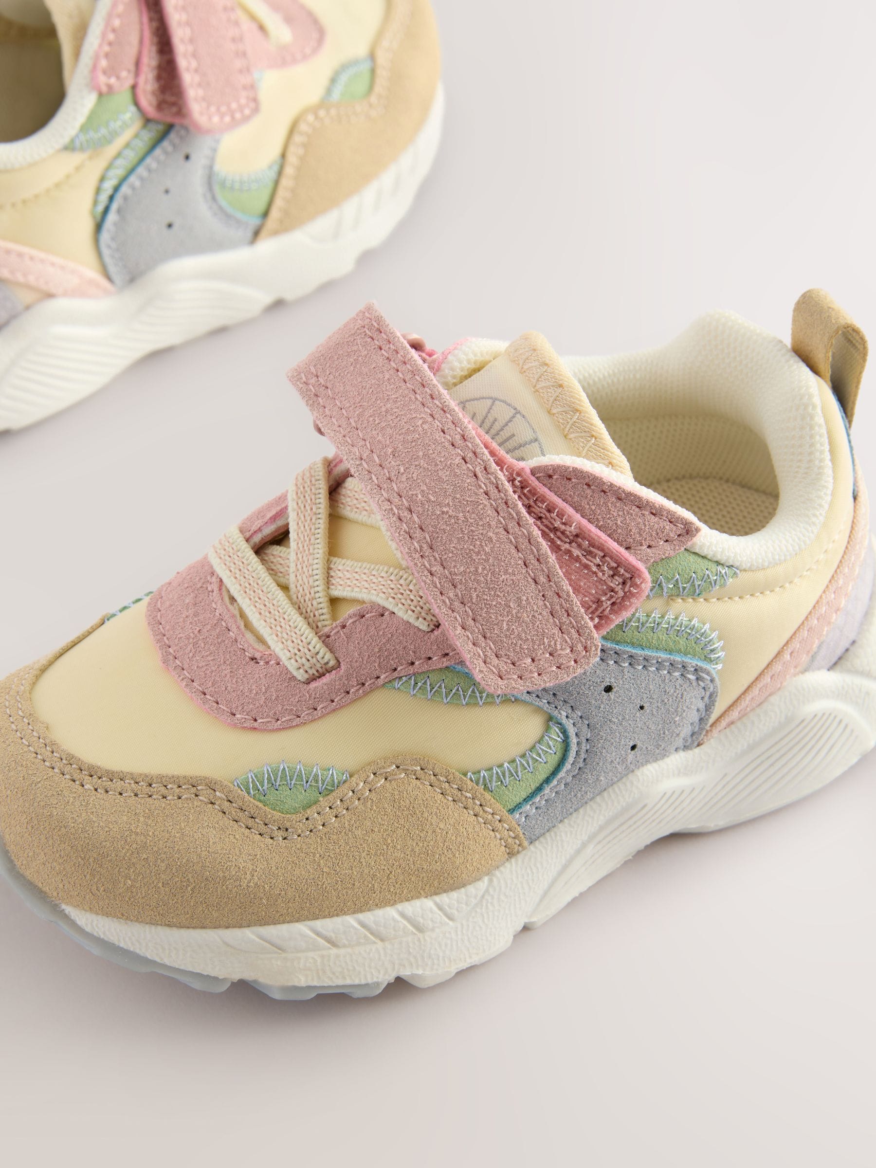 Multi Pastel Elastic Lace Touch Fasten Trainers