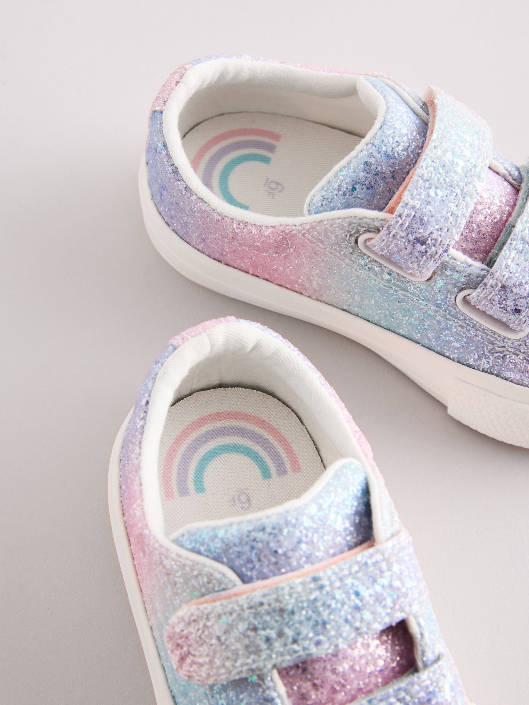 Rainbow Glitter Standard Fit (F) Chunky Trainers With Touch Fastening