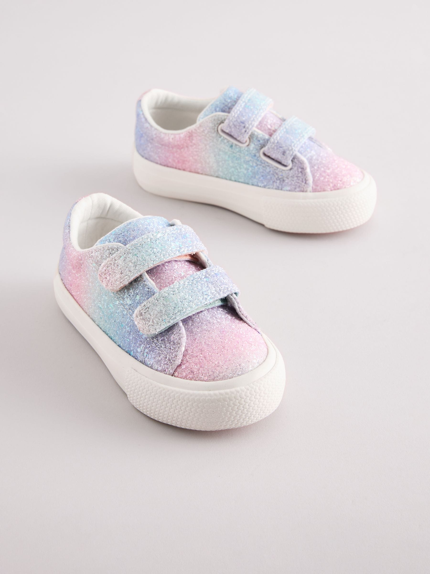 Rainbow Glitter Standard Fit (F) Chunky Trainers With Touch Fastening