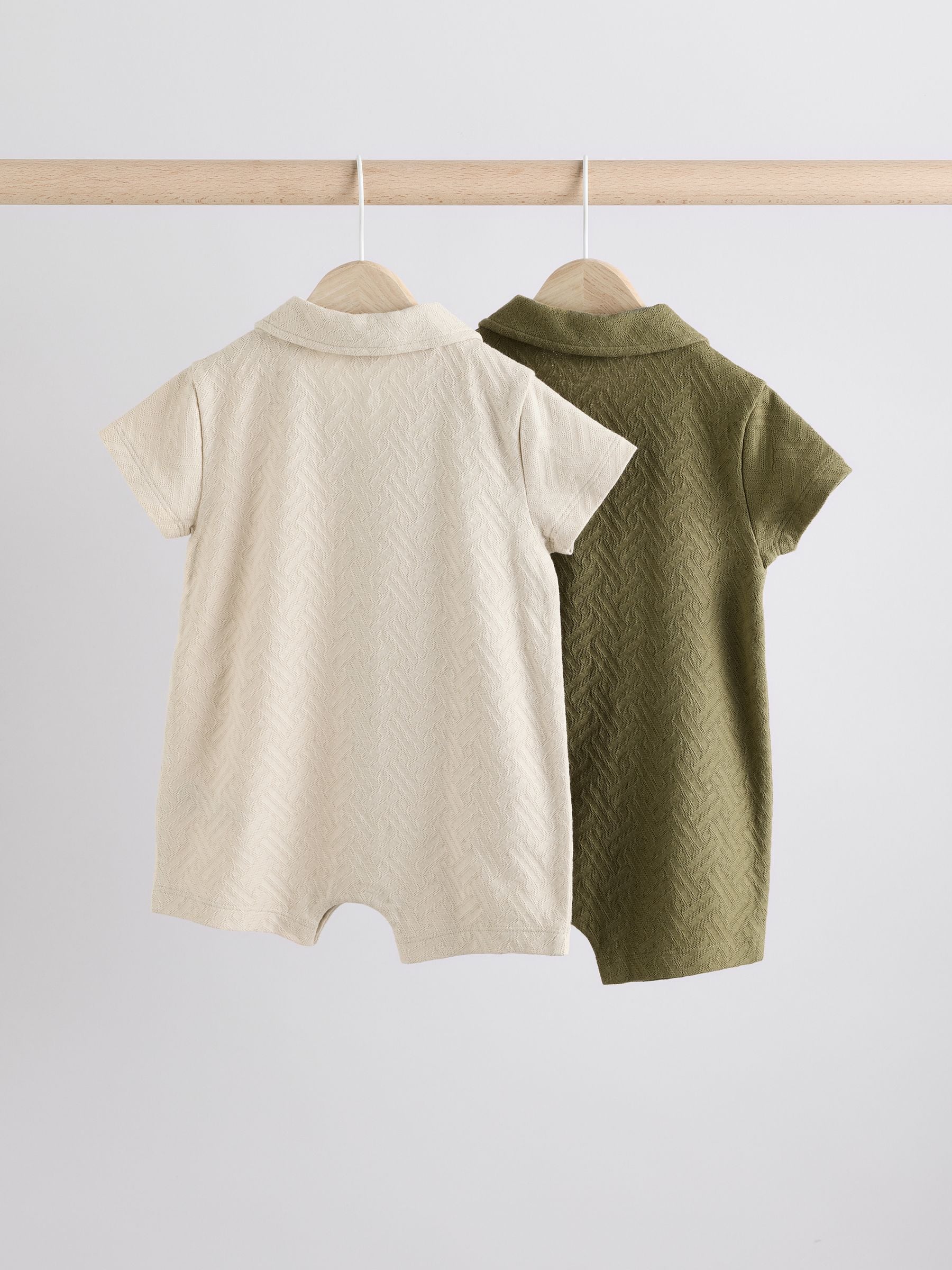 Neutral/Khaki Baby 100% Cotton Rompers 2 Pack