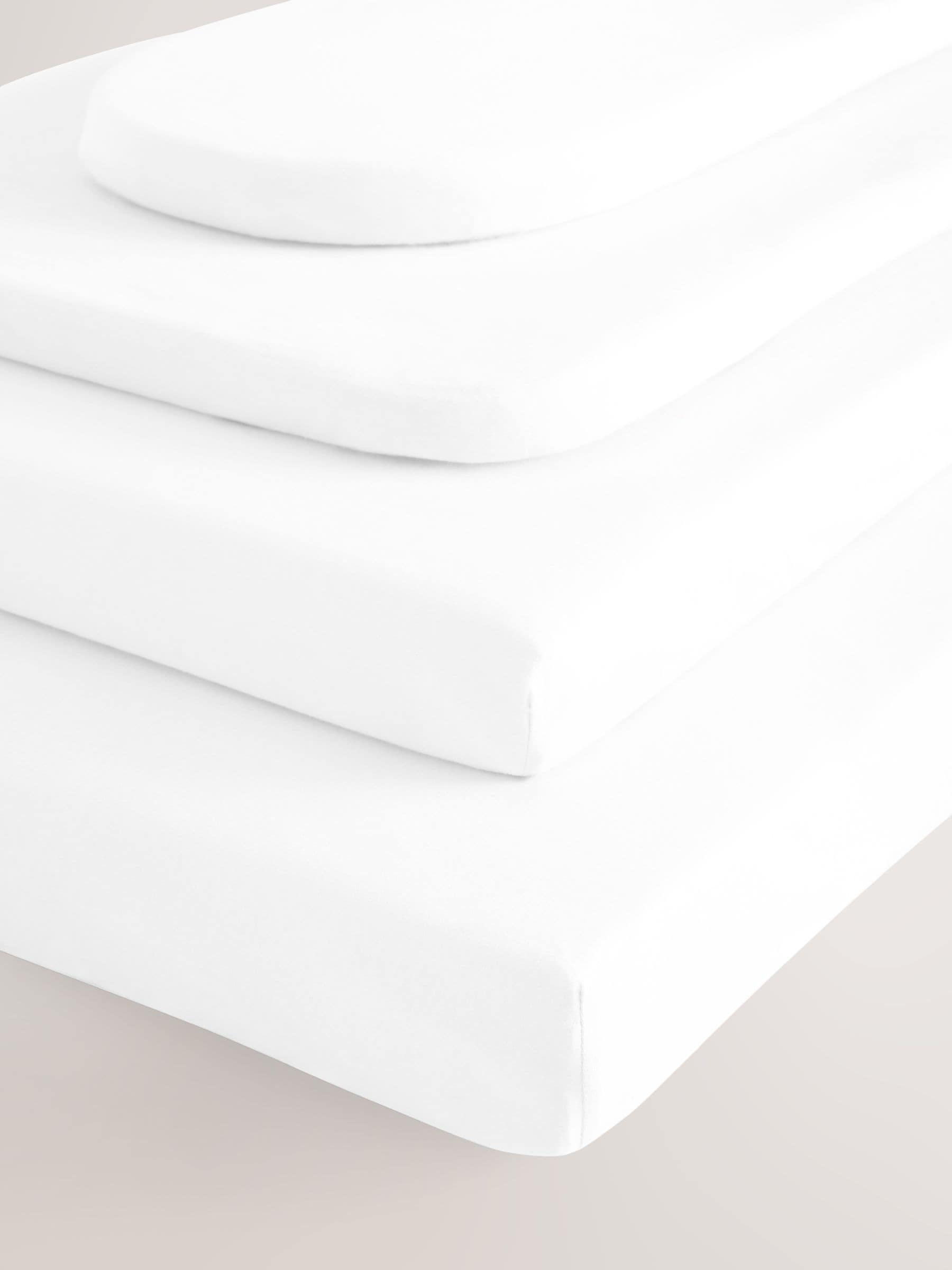 2 Pack White 100% Cotton Jersey Baby Fitted Sheets